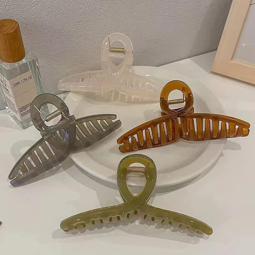 4 Pcs Big Hair Claw Clips for Long Thick Hair, Nonslip Jelly Hair Clips Large Jaw Clips for Women Girls Hair Accessories image number 3