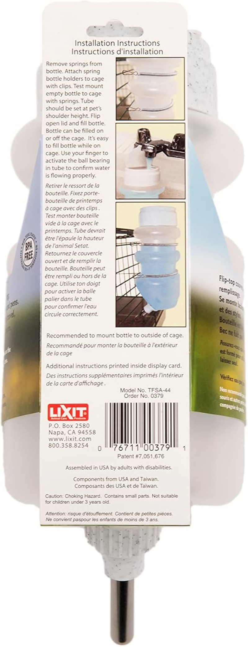 Lixit Top Fill No Drip Water Bottles for Rabbits, Ferrets, Hamsters, Guinea Pigs, Rats, Chinchillas and Other Small Animals (44 Ounce, Granite) image number 2