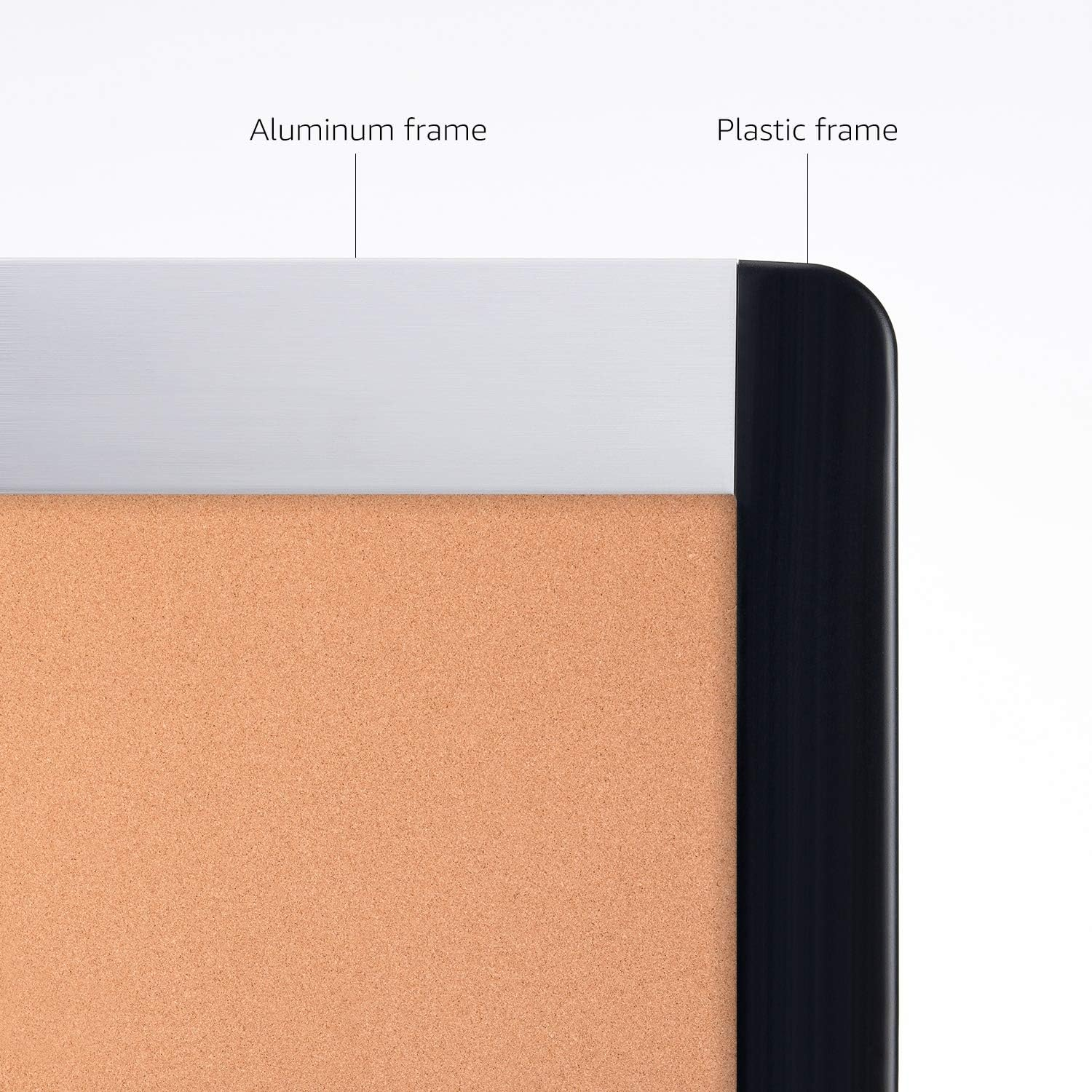 Amazon Basics Rectangular Cork Board with Aluminum/Plastic Frame and Mounting Tabs, 58.42 X 43.18 CM, Brown