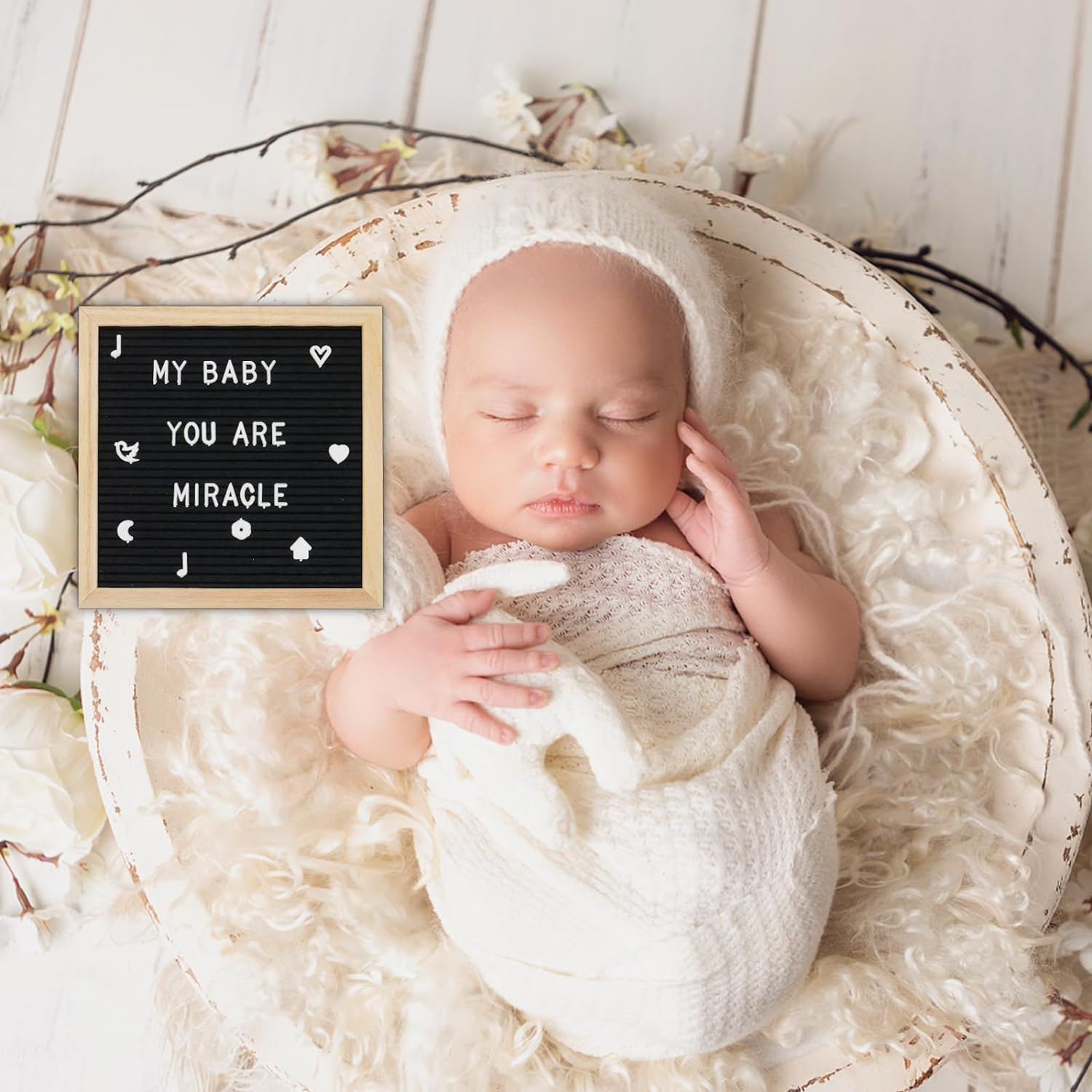 Letter Board, 10X10 Inches Felt Letter Board,Pre Cut & Sorted 230 Letters and Emotion Icons, Changeable Wooden Message Board Sign, Wood Frame, Wall Mount, Free Standing. (Black) image number 3