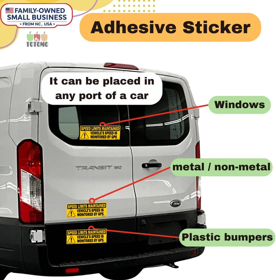 TOTOMO 2Pk Vehicle Speed Is Monitored by GPS Speed Limits Are Maintained Sticker 10"X3.5" Highly Reflective Premium Quality Car Safety Caution Sign #SDM-14 image number 7