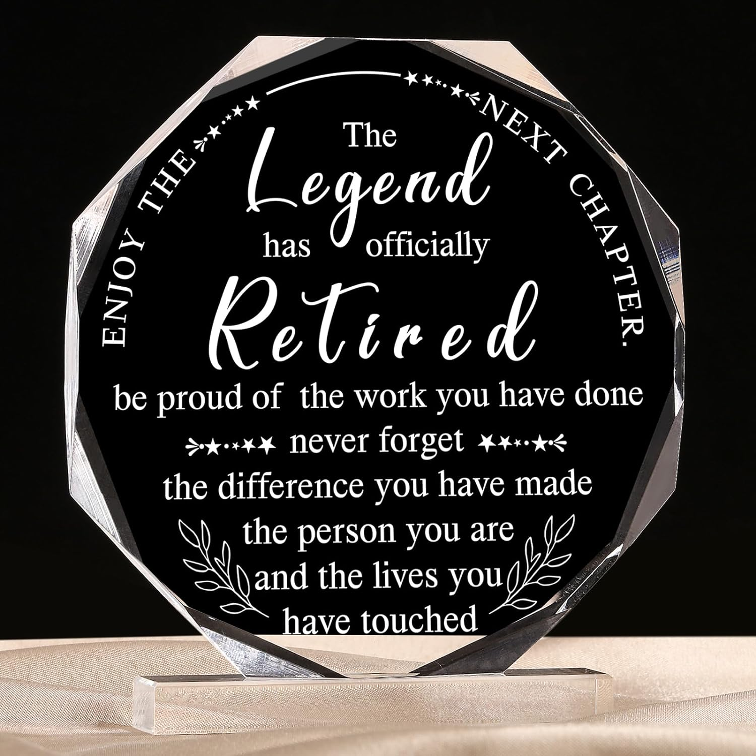 Chunful Classic Style Retirement Plaque: Acrylic, 12 Cm X 12 Cm, Decorative Paperweight & Home Decor image number 4