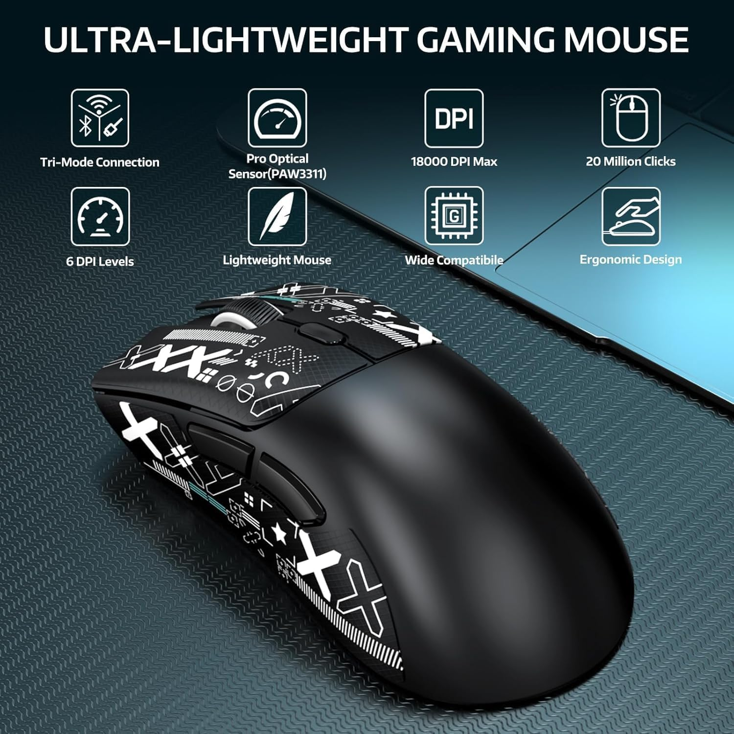 Attack Shark X68 HE Gaming Keyboard & R1 Mouse Combo,8Khz Magnetic Switch Keyboard, 16.8M RGB, Custom Actuation, 55G Ultra-Light Mouse with 18,000 DPI & Tri-Mode Connectivity for Esport Gamer-Black image number 2