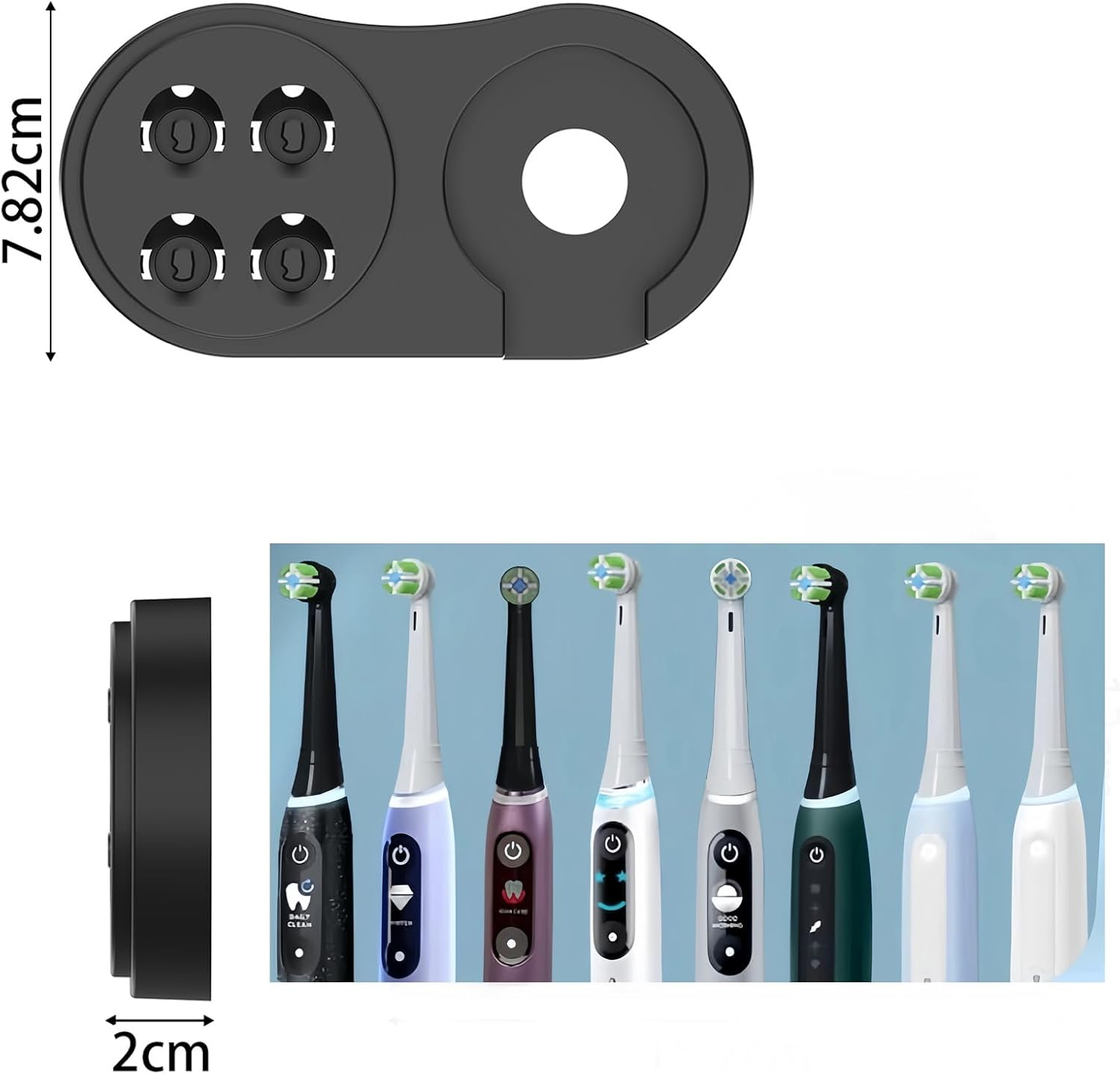 Electric Toothbrush Holder Compatible with Oral B IO3/4/5/6 EB round Head Series Brush Heads, Plastic Organizer Stand (Black) - Black image number 5