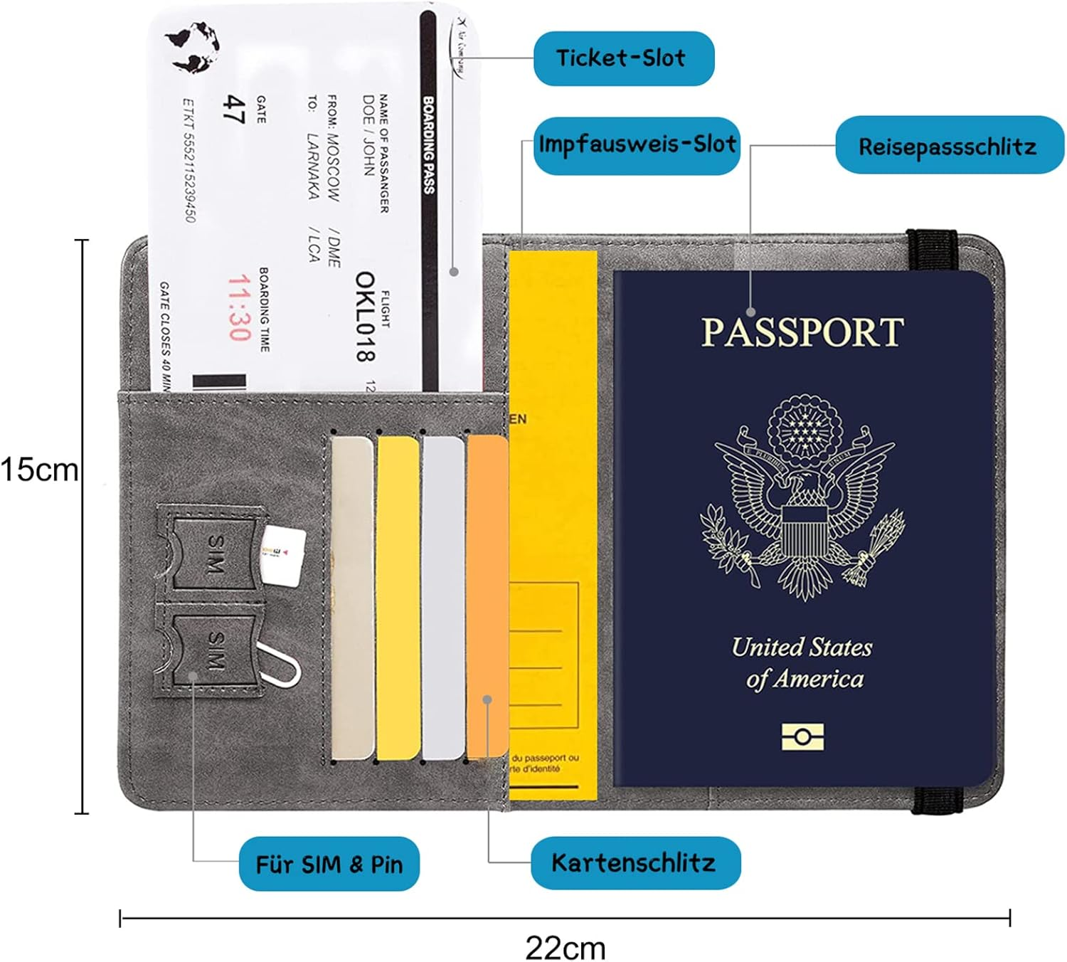 Toctax Passport Case, Passport Holder with RFID Blocker, Passport Holder for Men and Women, Travel Folder for Travel Documents, ID Bag Travel Documents, Credit Card Protective Cover - A-Coffee image number 3