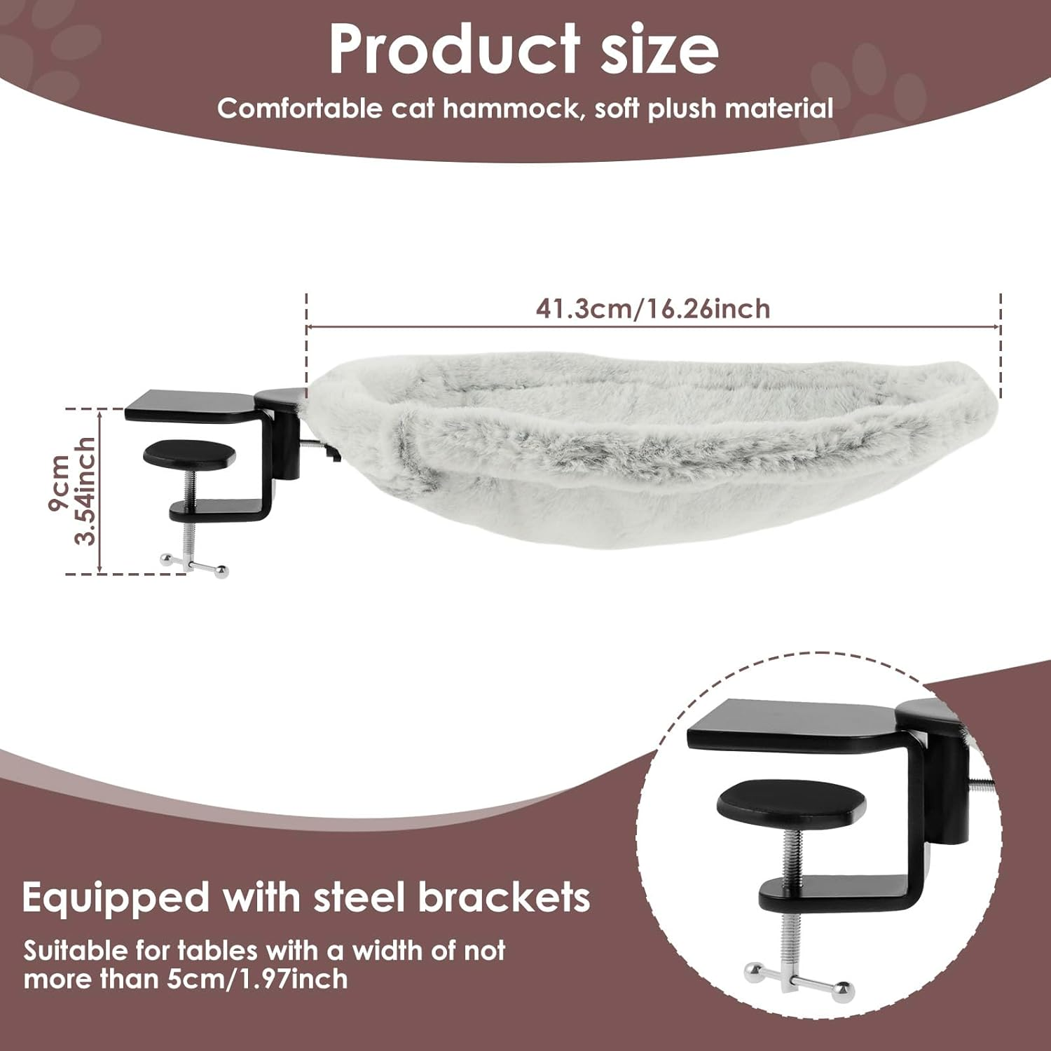 Felt Cat Hammock Strong Weight Bearing Capacity Cat Desk Bed Stable Support Desk Kitten Hammock Pet Nest Bed Space Saving for Table image number 4