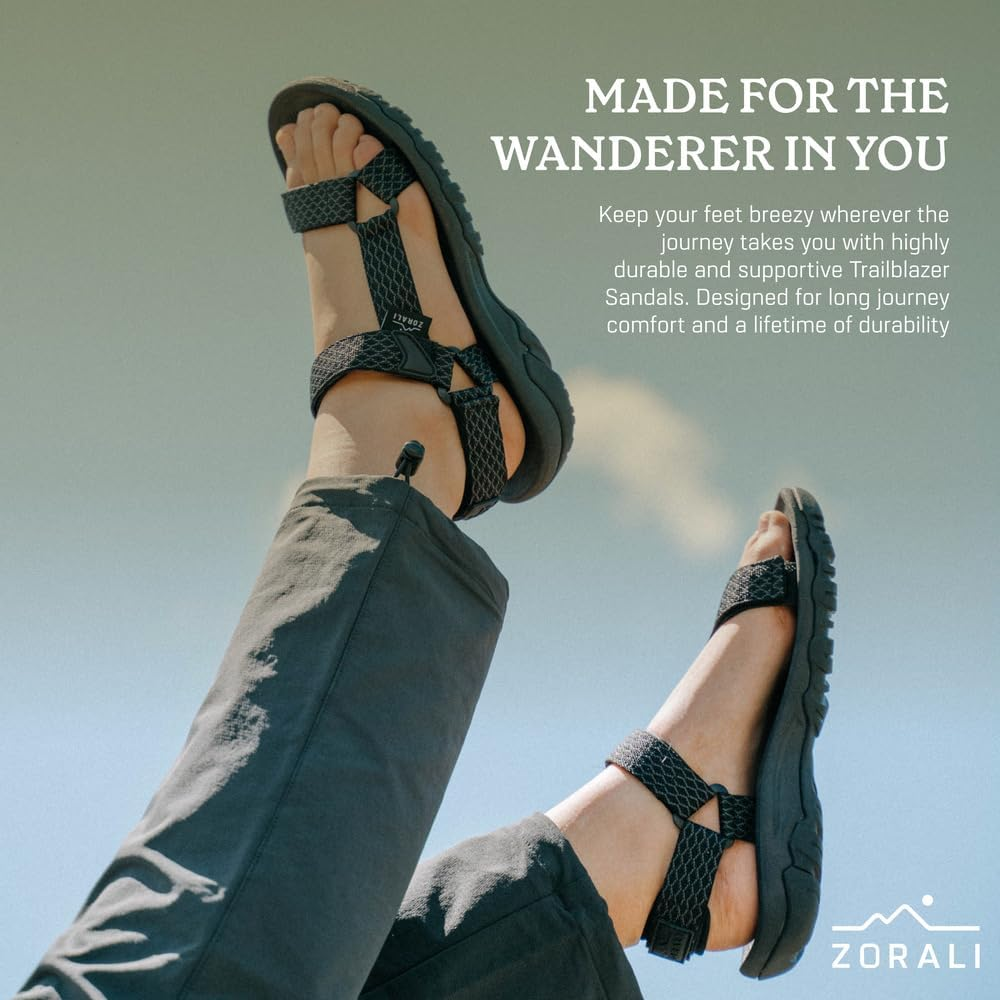 Zorali Trailblazer Hiking Sandals for Men & Women | Eco-Friendly, Adjustable, Water-Resistant Outdoor Sport Sandals for Hiking, Beach, and Camping - Lightweight Comfort with Arch Support