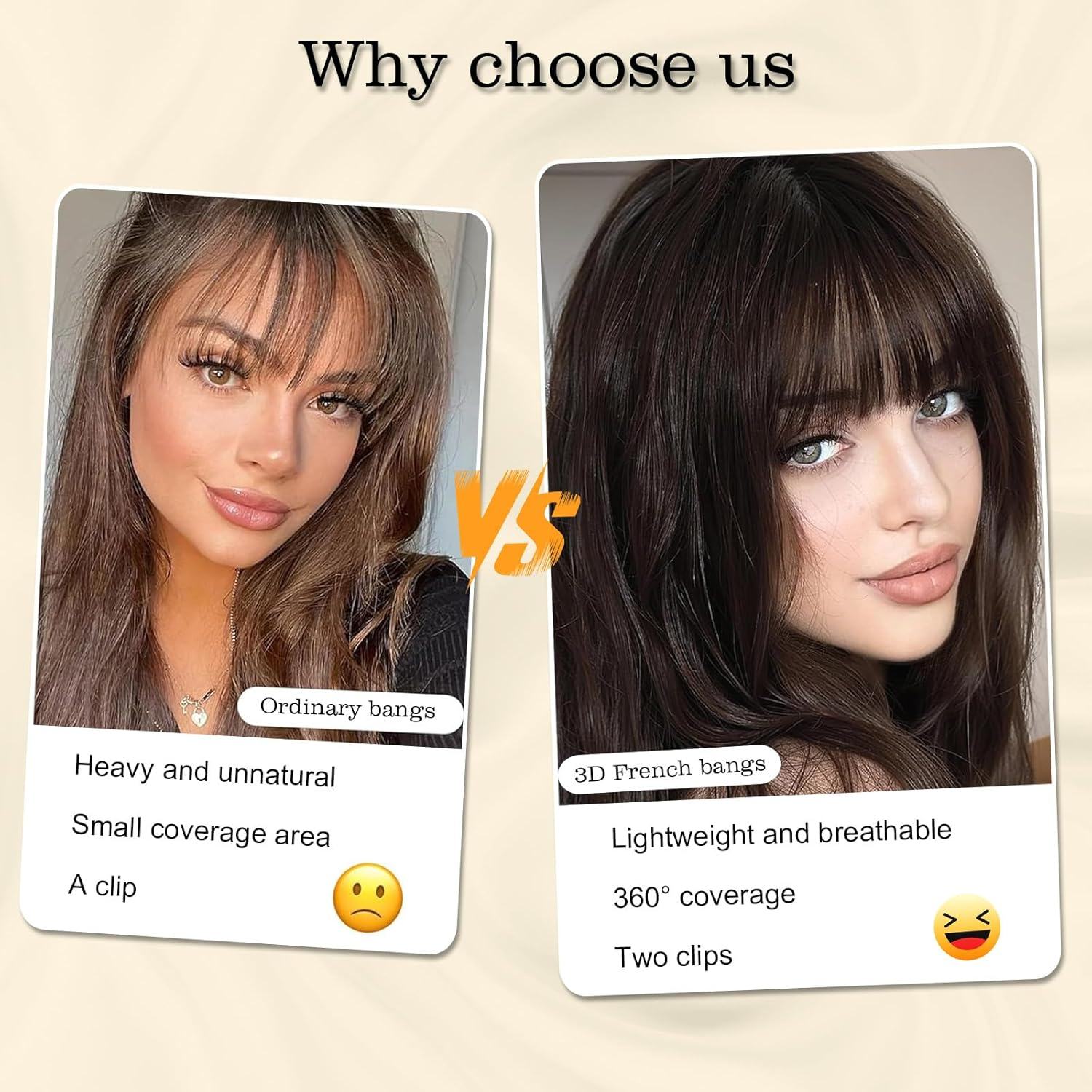 Clip-In Fringe Real Hair Piece with Clip, 360&deg; Coverage, Bangs Clip In, Hair Pieces for Thin Hair, Real Hair Fringe for Women, Mocha Brown image number 1