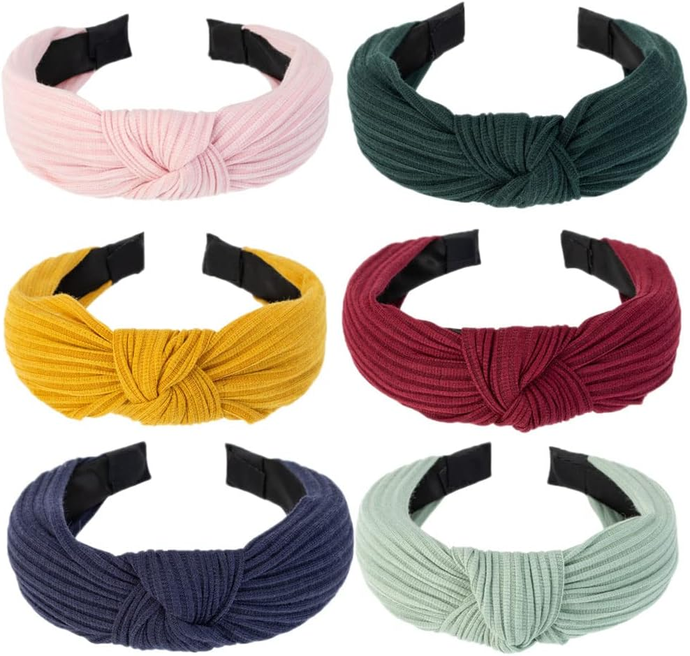 Headbands for Women'S Hair Flower Printed Fabric Hair Band Elastic Knot Head Band Hair Accessories for Women Girl (6Plaincolor2) image number 3