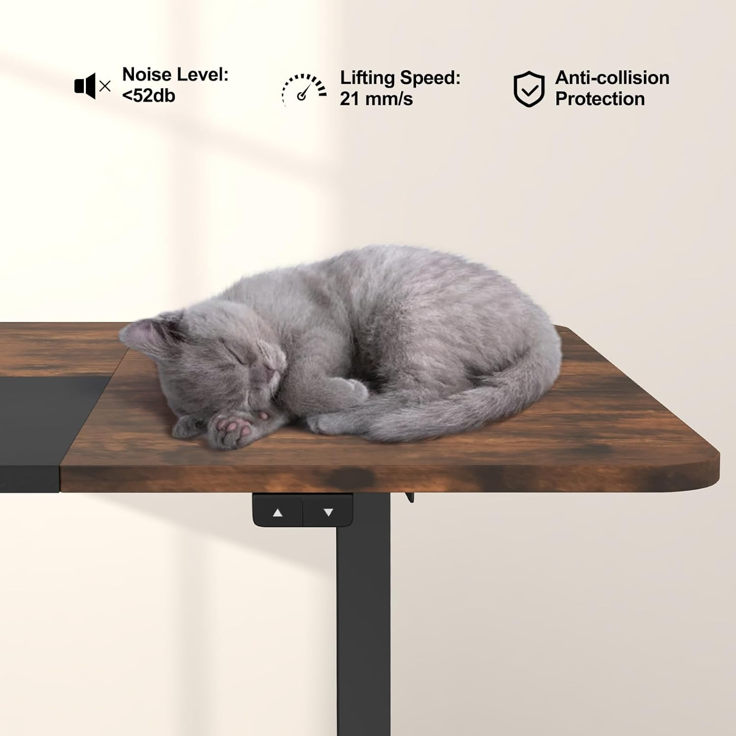 Giantex 140 X 70Cm Large Electric Standing Desk, Height Adjustable Sit to Stand Desk, Metal Frame & Powerful Motor, Button Controller, Ergonomic Standing Workstation (Rustic Brown) - Oak image number 7