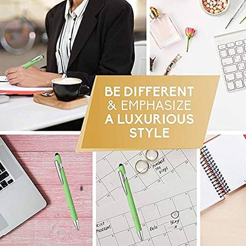 10Pcs Ballpoint Pen with Stylus Tip, 1.0 Mm Black Ink Metal Pen with Bonus 10Pcs Ballpoint Pen Refills, 2 in 1 Stylus Ballpoint Pen for Touch Screens, Cute Pens Office Supplies for Women&Men.