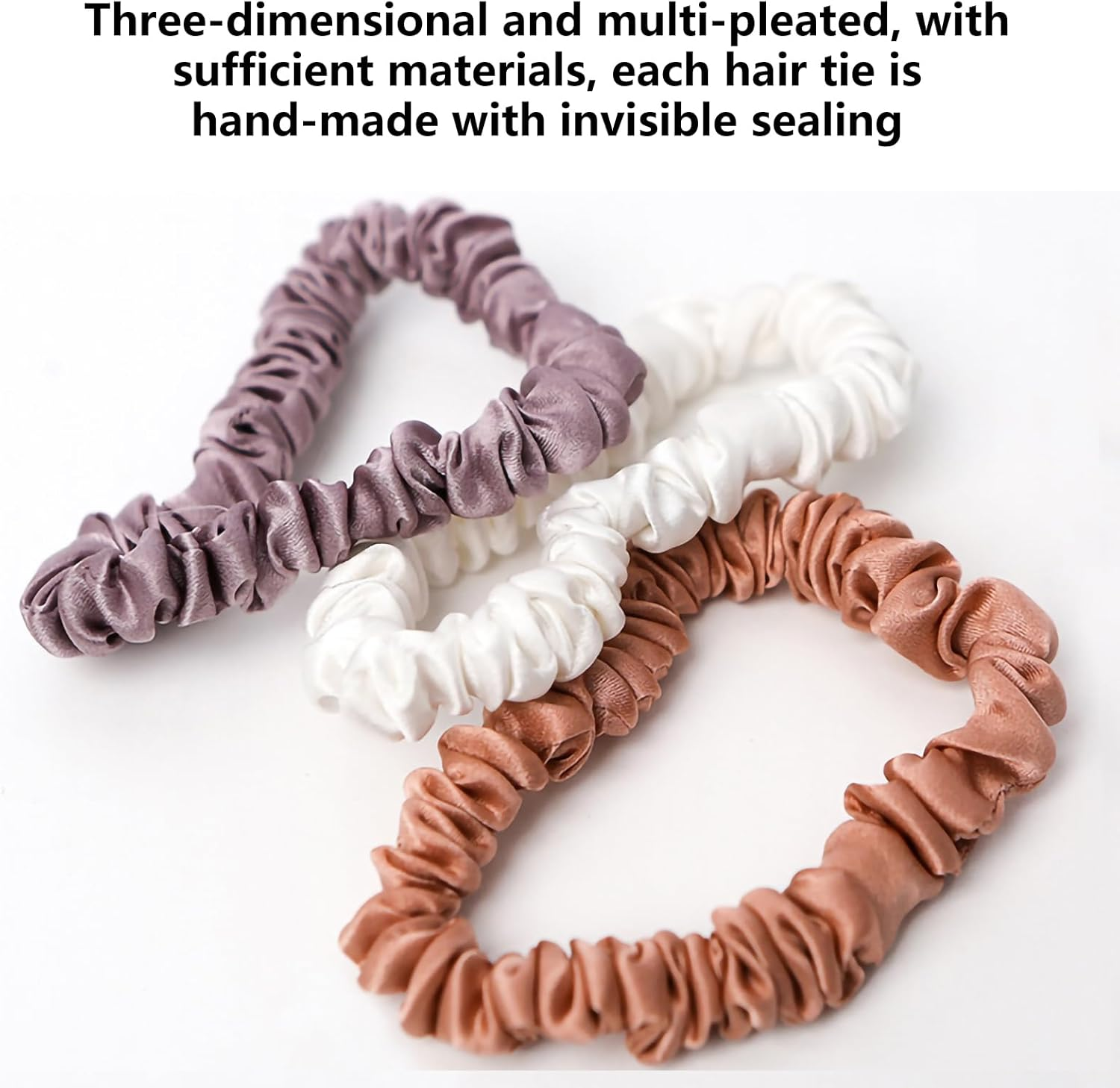 Pack of 12 Silk Scrunchies, Silk Scrunchie, Large, Soft, Stretchy Silk, Silk Scrunchie, 6 Colours, Ponytail Tear-Resistant Scrunchies