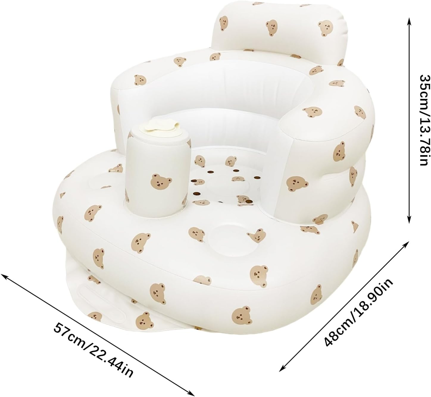 Inflatable Baby Seat, Portable Blow up Support Infant Seat with Built in Air Pump Blow up Baby Chair for Learning to Sit and Feeding (Bear) image number 1