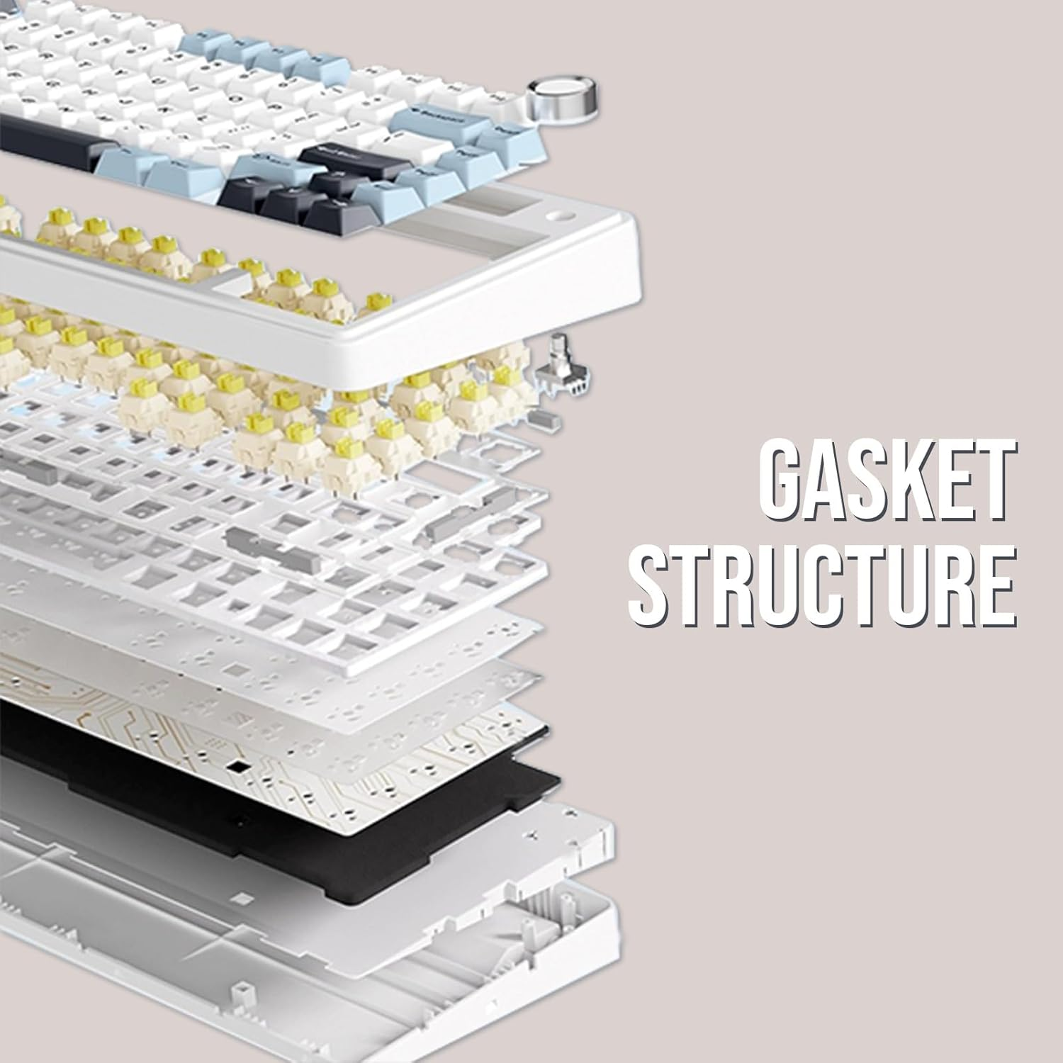 EPOMAKER X Aula F75 Gasket Mechanical Keyboard, 75% Wireless Hot Swappable Gaming Keyboard with Five-Layer Padding&Knob, Bluetooth/2.4Ghz/Usb-C, RGB (Black Gradient, LEOBOG Reaper Switch) image number 7