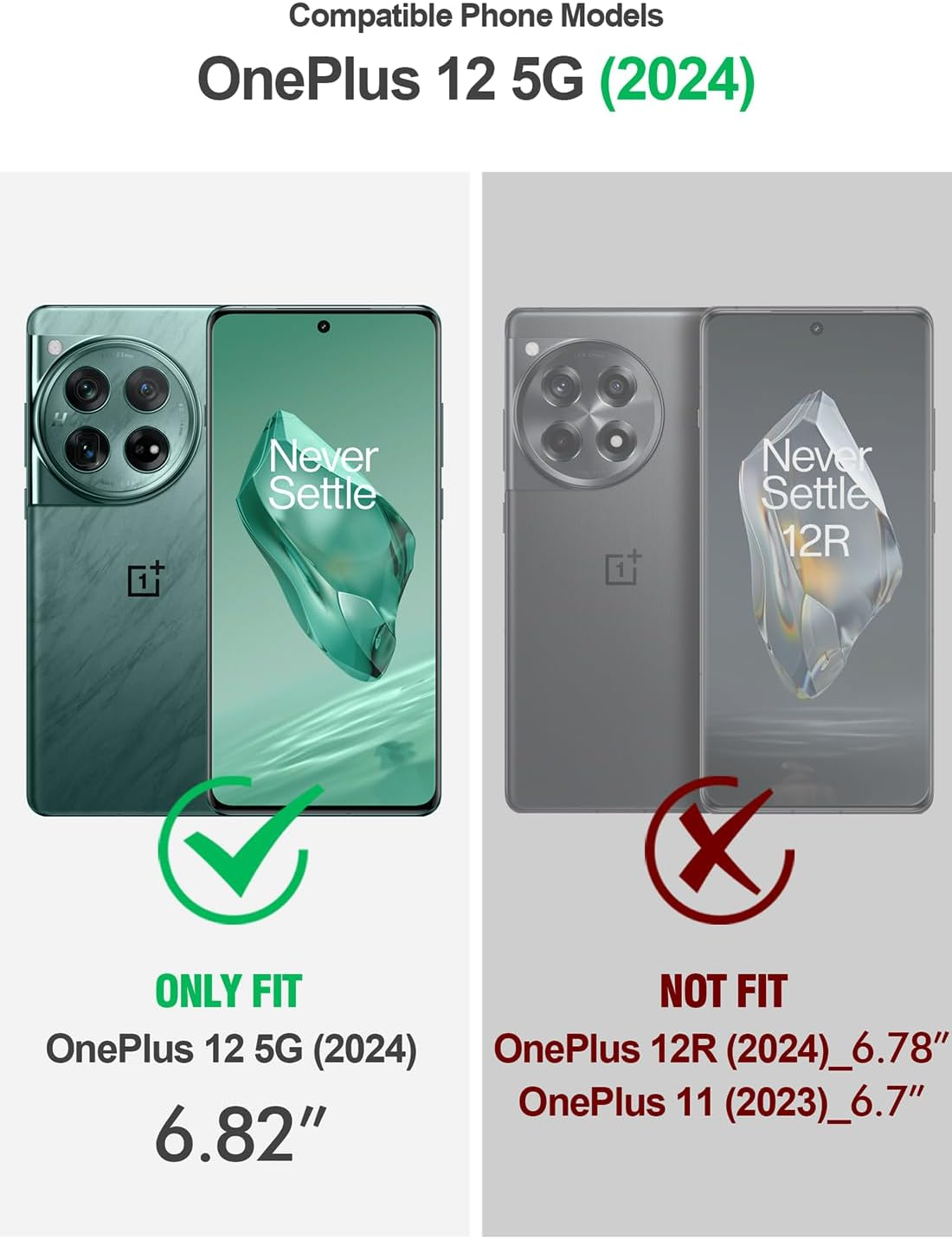 Poetic Guardian Case for Oneplus 12 5G (2024), Built-In Screen Protector [Work with Fingerprint ID], [2 Front Frame] [Wireless Charge] Full Body Shockproof Rugged Clear Cover Case, Green/Clear - Black image number 2