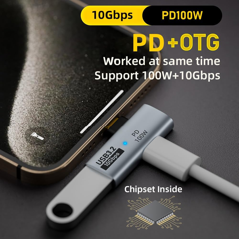 Xiwai 2-In-1 USB-C Type-C to USB 3.0 Female Power Adapter with 100W Charging Port 10Gbps OTG Converter Laptop Tablet Phone image number 1