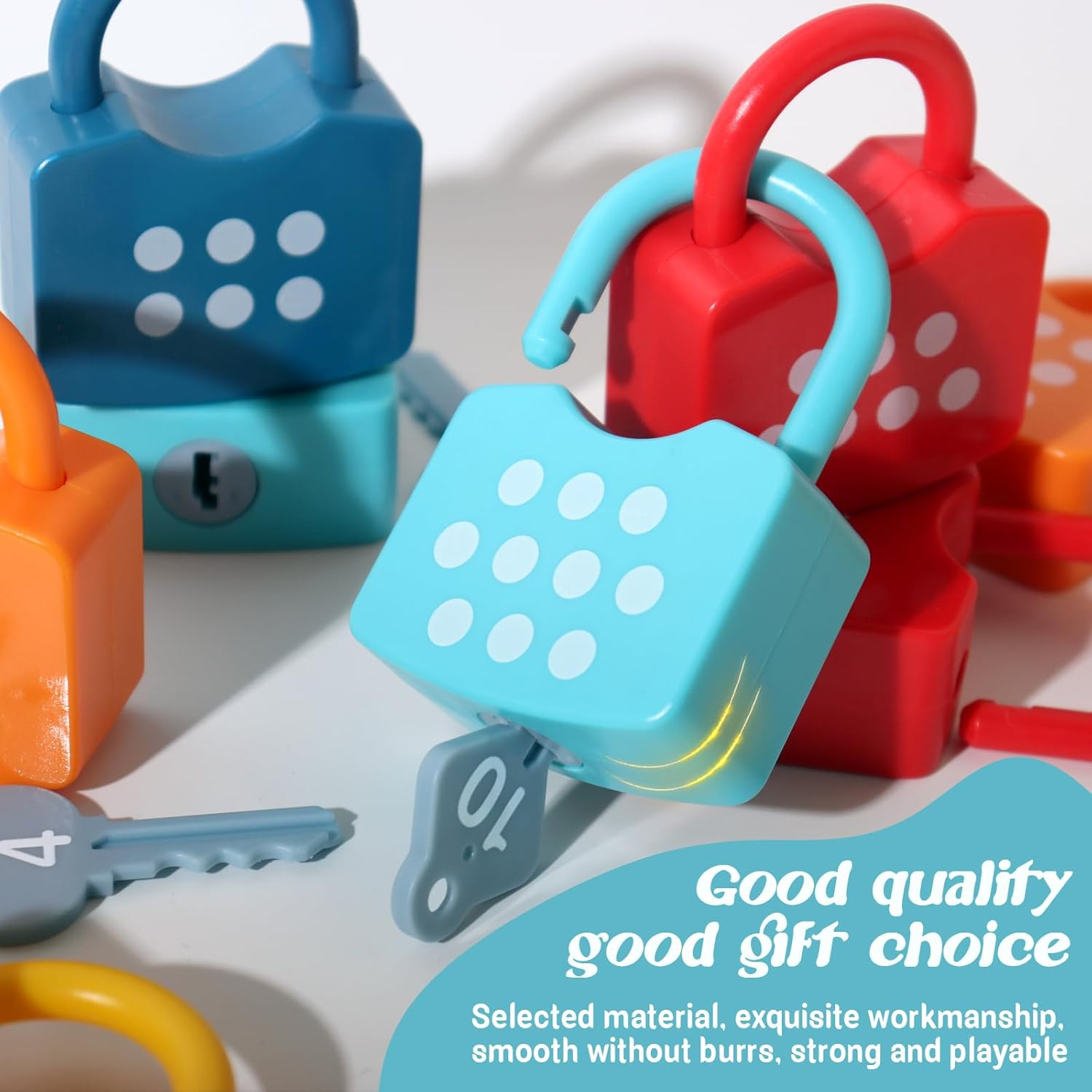 Dinhon Kids Learning Locks with Keys Numbers Matching & Counting Montessori Educational Toys for Ages 3 Yrs+ Boys and Girls Preschool Games Gifts