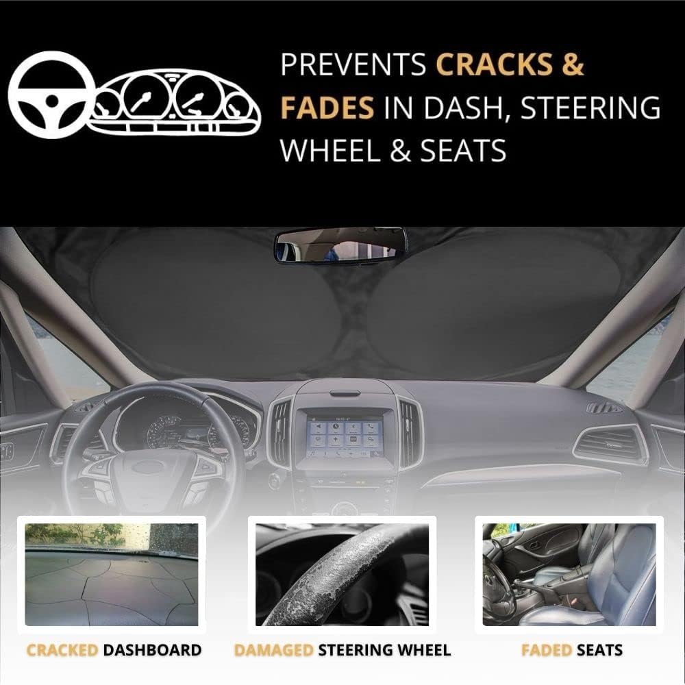 Maro WS-CM Car Windshield Sun Shade with Storage Pouch, Car Sun Visor, Medium Size 150 X 78Cm image number 4