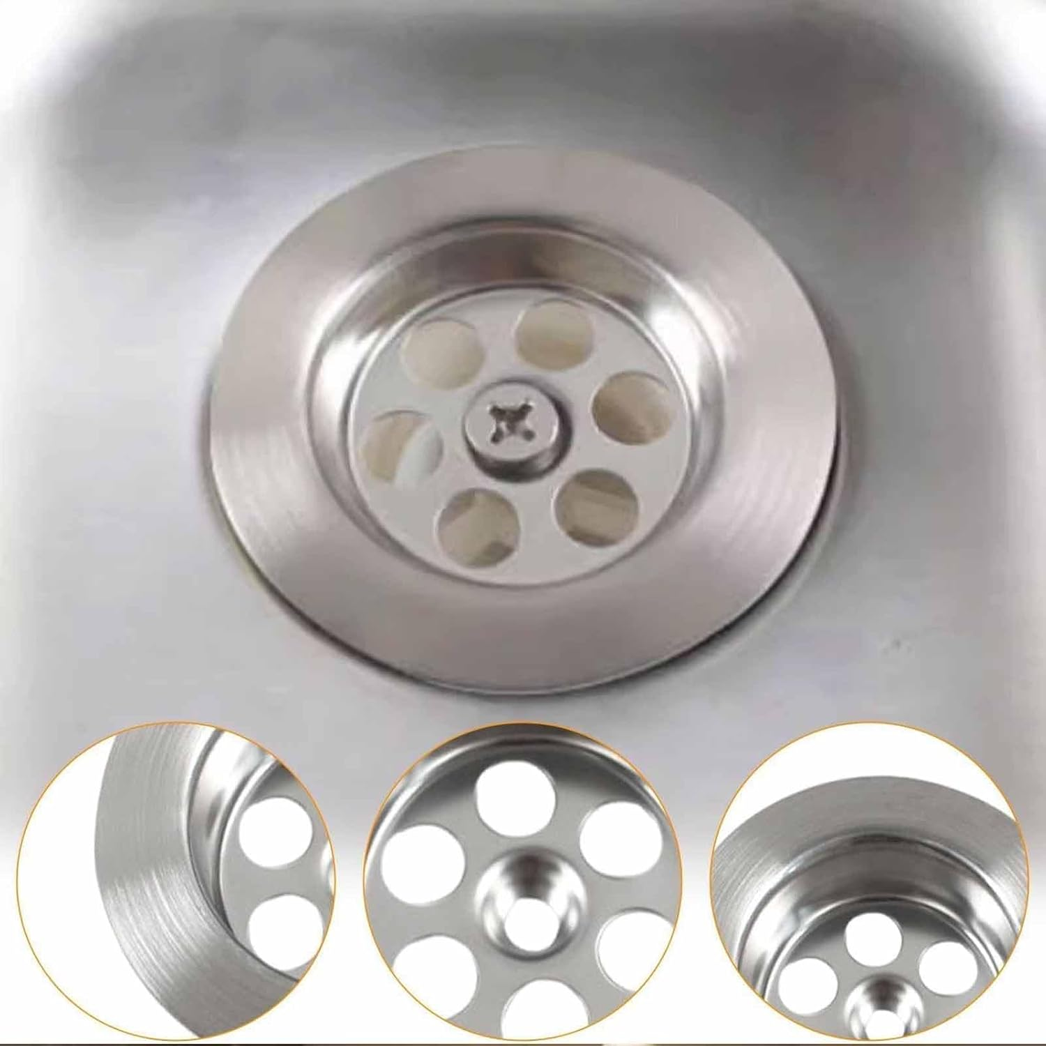 Stainless Steel Bathtub Hole Replacement Parts (With Screws) 2-Pack, 70Mm Universal Bathtub Plug Replacement, Contains 2 Screws, Bathtub/Bathtub Leak-Proof Screw Cap (Includes Screwdriver) image number 1