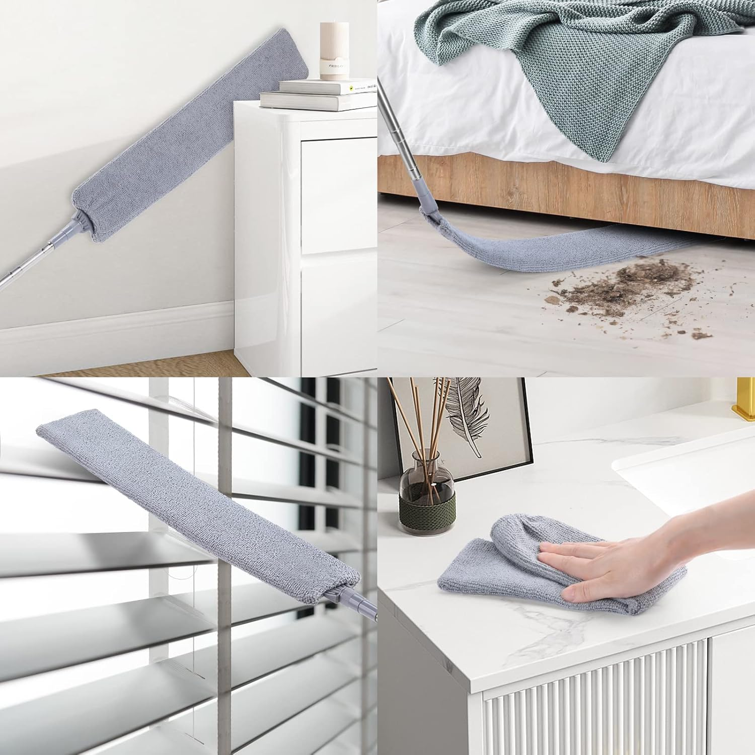 Retractable Gap Dust Cleaner, Duster Flat Mop up to Extendable and Two Microfibre Covers, Retractable Gap Dust Cleaner for under Sofa, Cabinets, Bed, Household Gap Dust image number 5