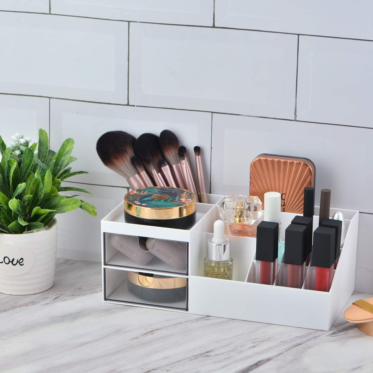 Citmage Desk Organizer Caddy with 12 Compartments Office Workspace Drawer Organizers Desktop Holder Plastic Stationery Supplies Storage Box for Pencils,Markers,Erasers,Pens,Sticky Notes(White)&hellip;