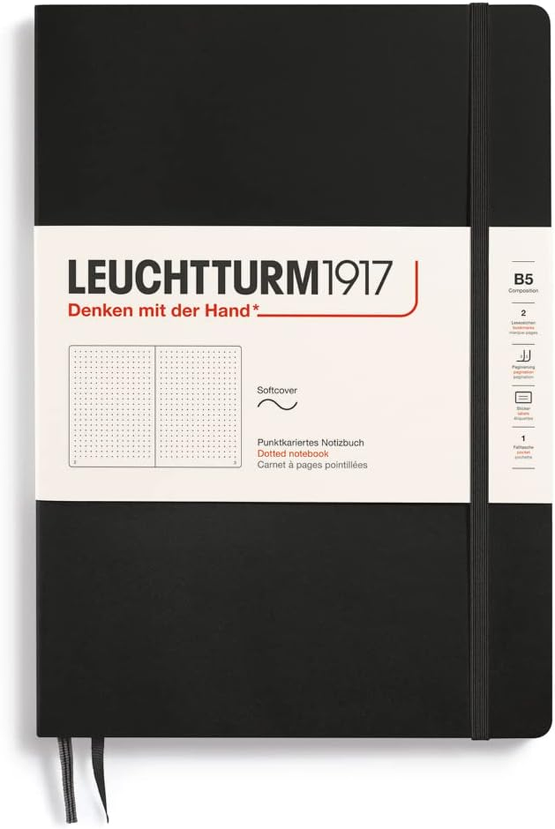 LEUCHTTURM1917 349302 Pocket Notebook (A6) Soft Cover 123 Numbered Pages Blank Navy