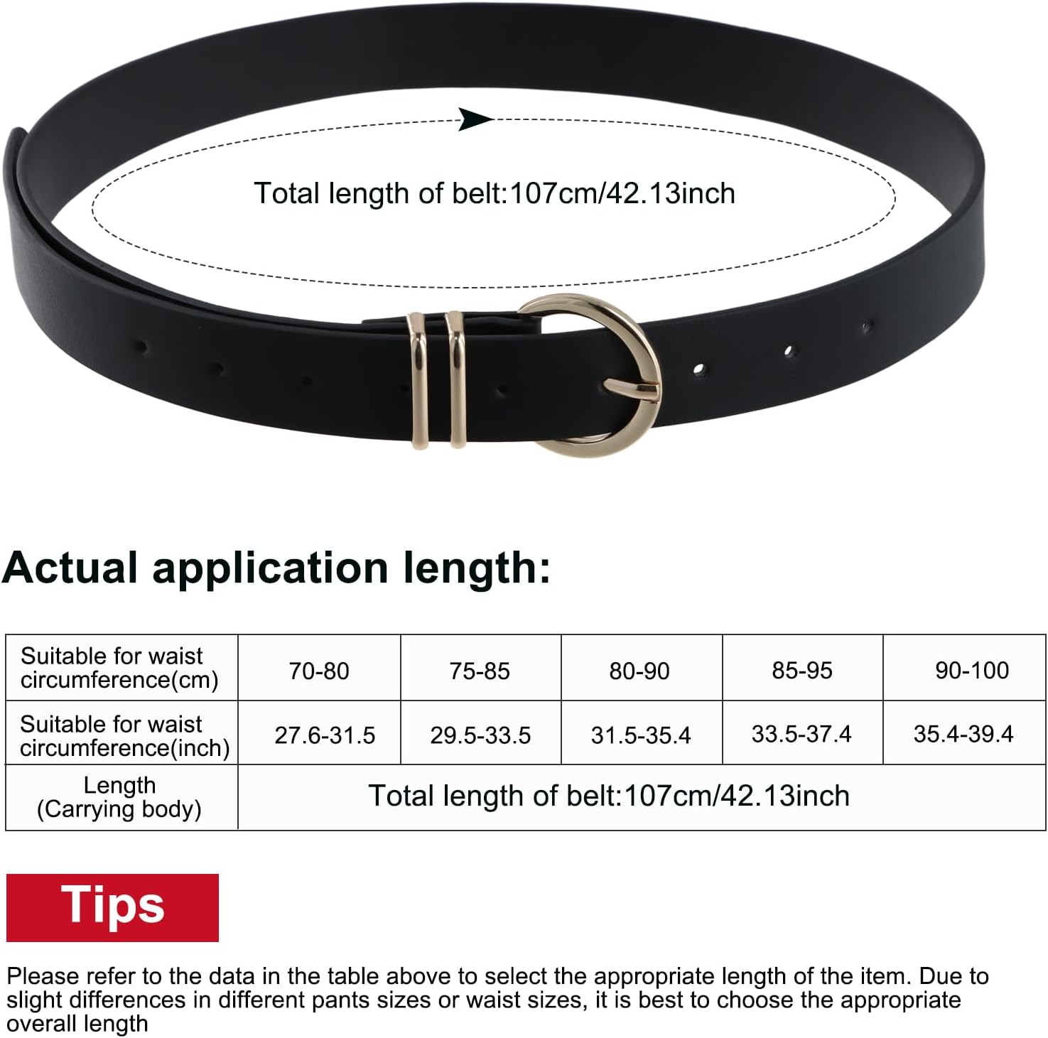 2 Pack Womens Leather Belts, All-Match Belts Fashion Belts, with Gold round Metal Buckle, Belts for Jeans Pants (Black +Brown)