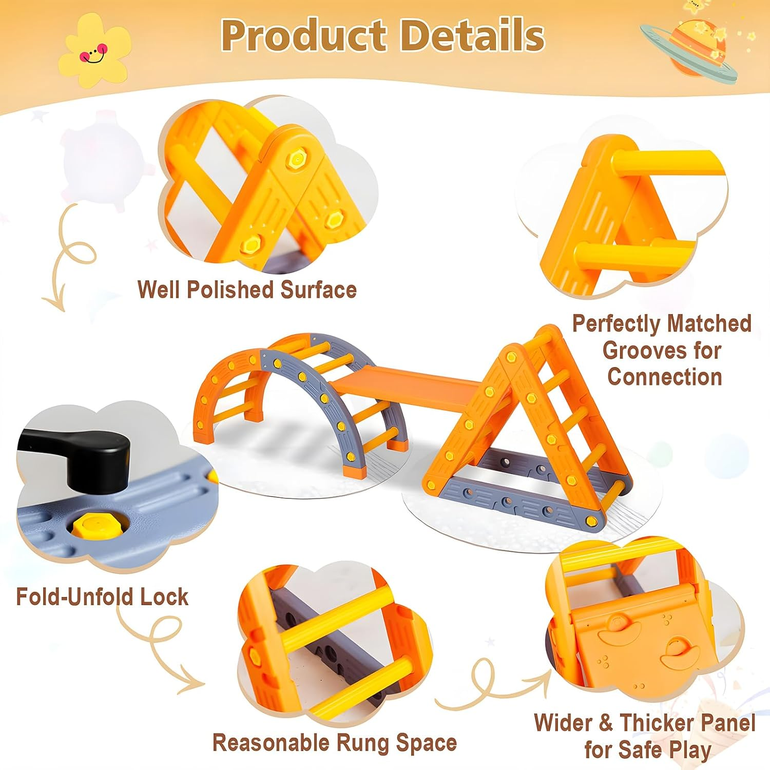 7In1 Pikler Triangle Climber Toys Set for Kids, Montessori Climbing Set with Arch & Ramp & Ladder, 3 Piece Removable Baby Jungle Climbing Gym Outdoor & Indoor Playground for Kids 1-3 image number 1