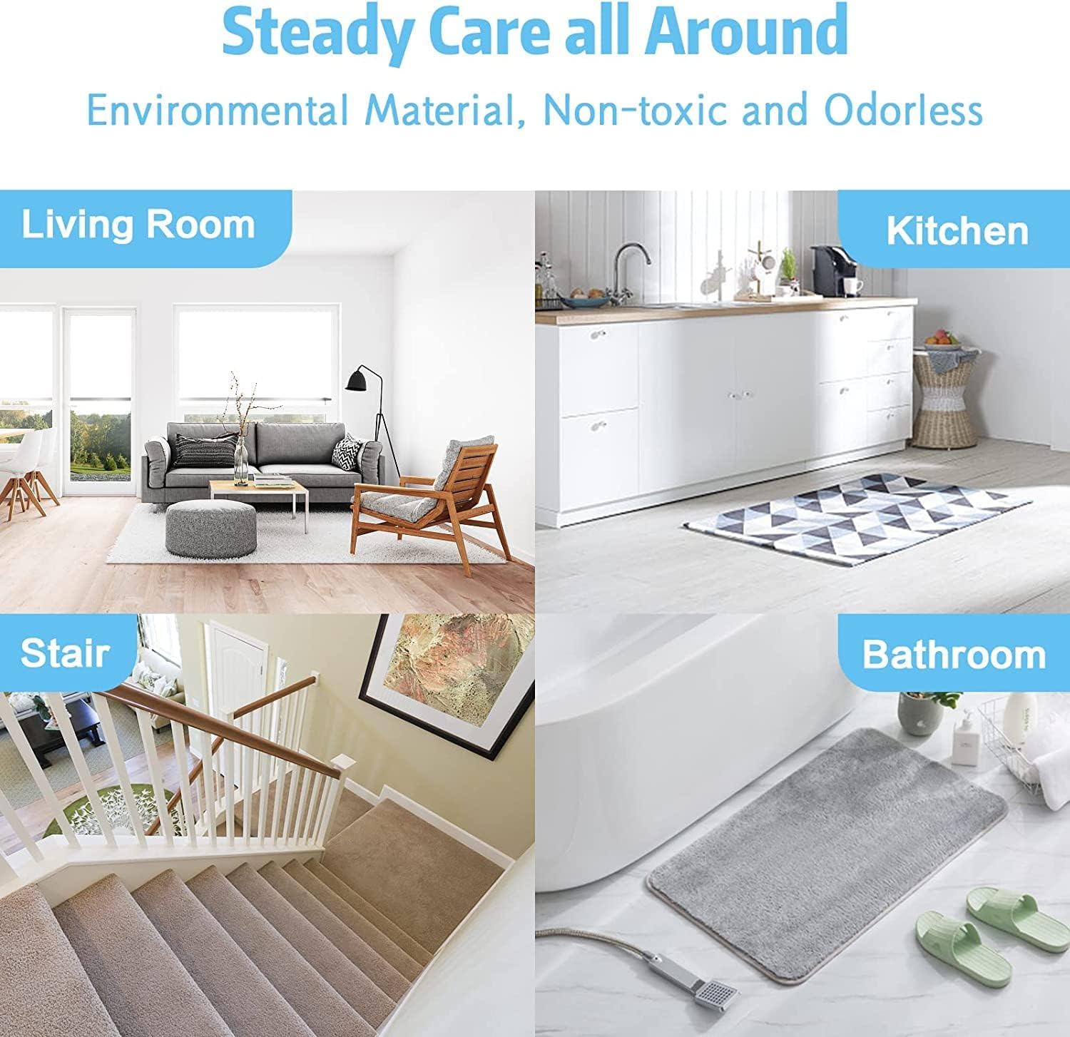 UCINNOVATE 17X Rug Gripper, Non-Slip Rug Pads, Rug Gripper for Hardwood Floor, Carpet Gripper for Area Rugs, Double Sided and Reusable anti Curling Rug Gripper, Strong Stickiness and Easy to Remove