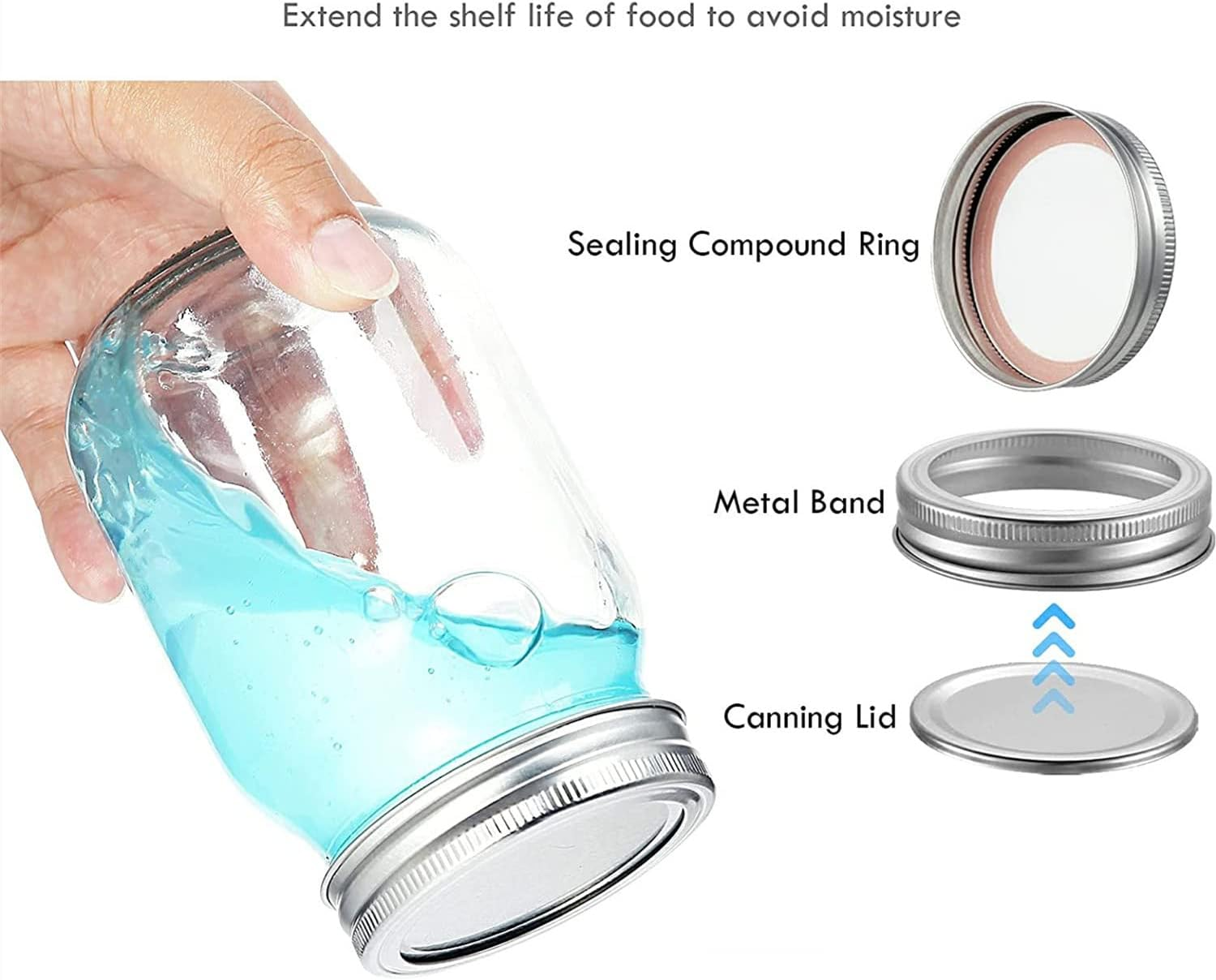 Classic Glass Mason Jars 16Oz, 6 Pack, Wide Mouth, Airtight Lids, Food Storage, Canning, Meal Prep, DIY, Wedding Favors image number 4