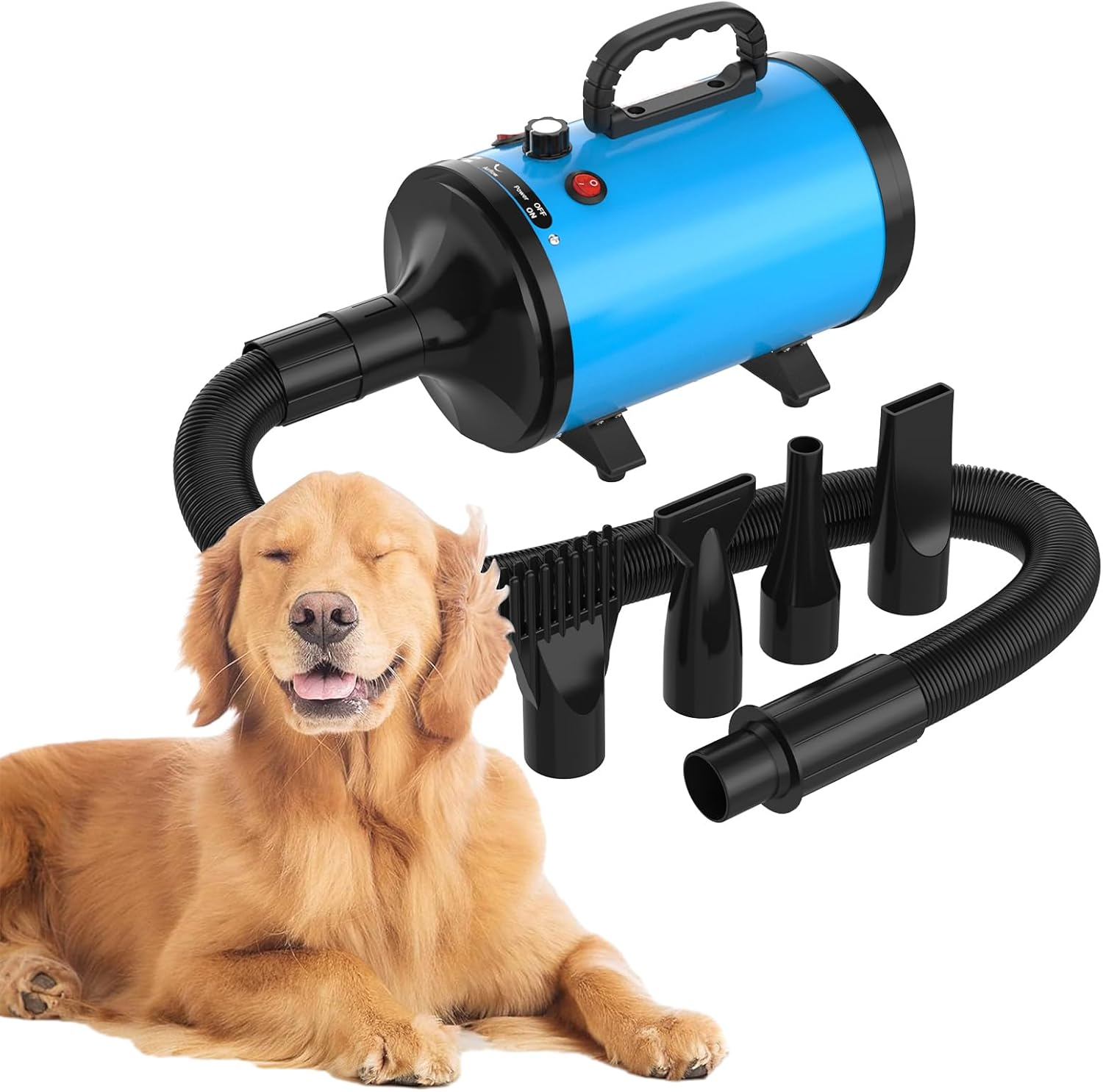 OPPSBUY Pet Dryer, Pet Grooming Hair Dryer with Heater, Home Dog Hair Dryer with Adjustable Wind Speed, Flexible Hose
