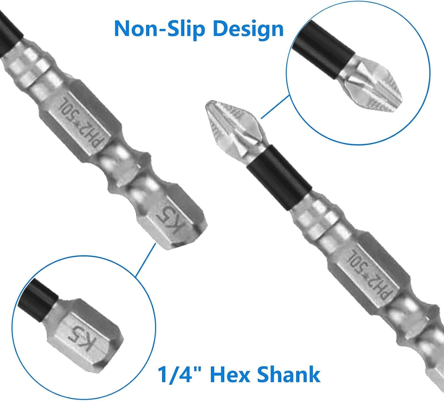 Nlvnmv 6 Pcs Magnetic Phillips Screwdriver Bit Set, 1/4 in (6.35 MM) Hex Shank, Anti-Slip Alloy Steel Cross Driver Bits for Power Screwdrivers & Impact Drills image number 6