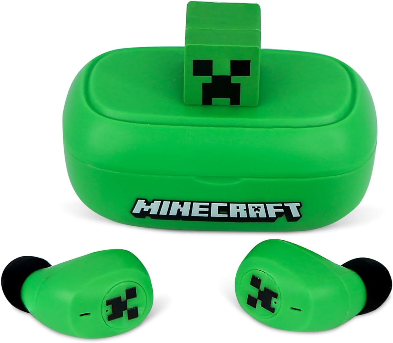 OTL Technologies Minecraft Creeper 3D Collectible TWS Wireless Earbuds with Charging Case for Ages 6+ Green