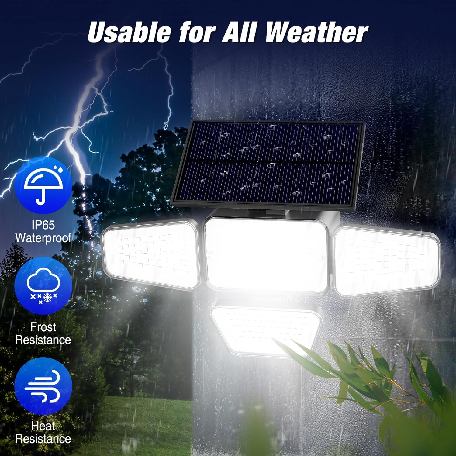 Peasur Pack of 4 Solar Lights for Outdoor Use with Motion Sensor, 318 LED Solar Lights Outdoor, IP65 Waterproof Solar Outdoor Light for Garden, Balcony, Garage, Fence image number 2