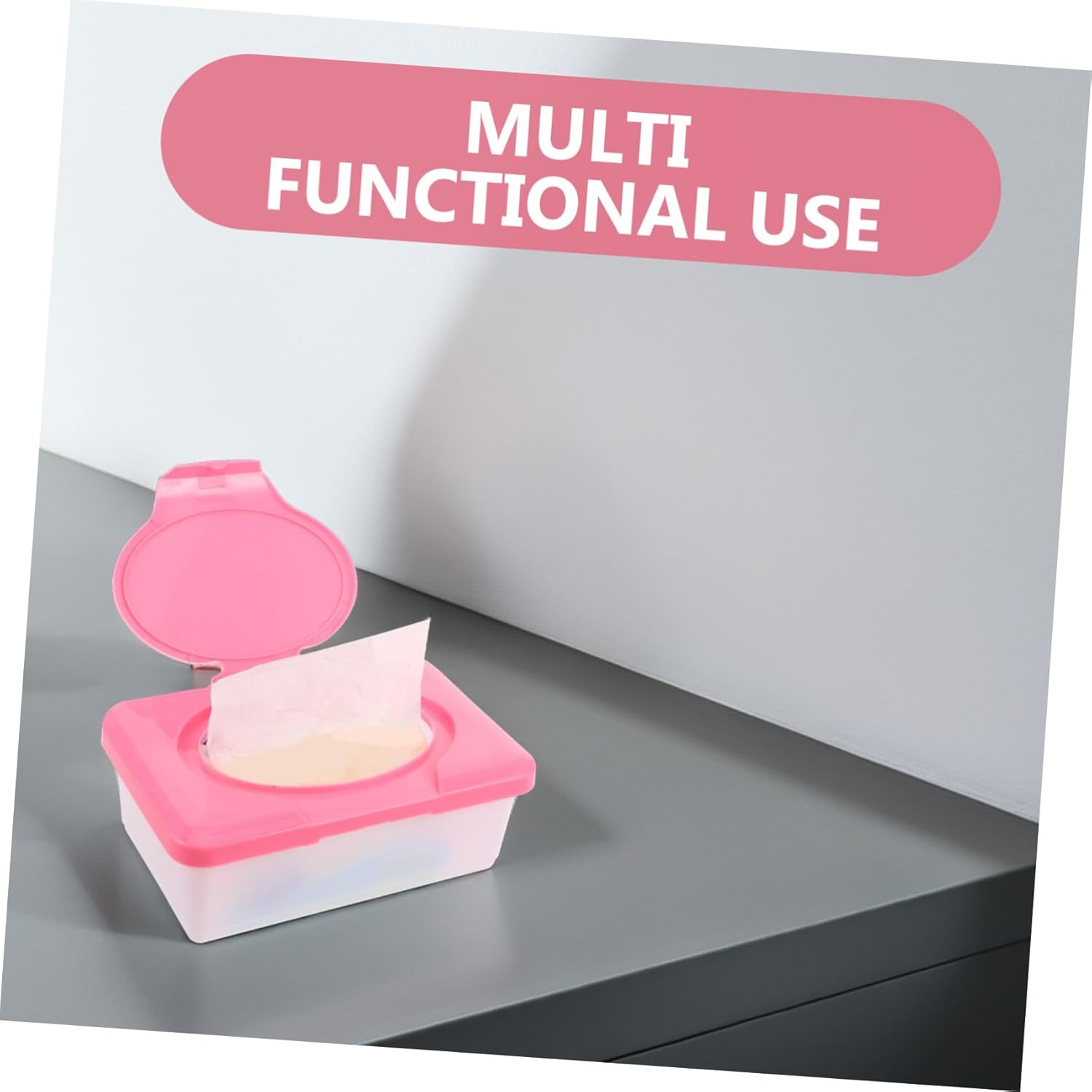 Wipes Storage Box Portable Wipe Holder for Bathroom Compact Design with Lid High Capacity for Travel Keeps Moist image number 3