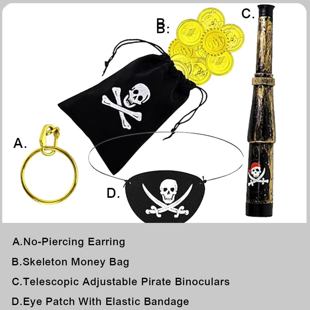 7 PCS Pirate Costume Accessories,Pirate Accessory Set for Halloween Parties or Role-Playing,Cosplay Accessories
