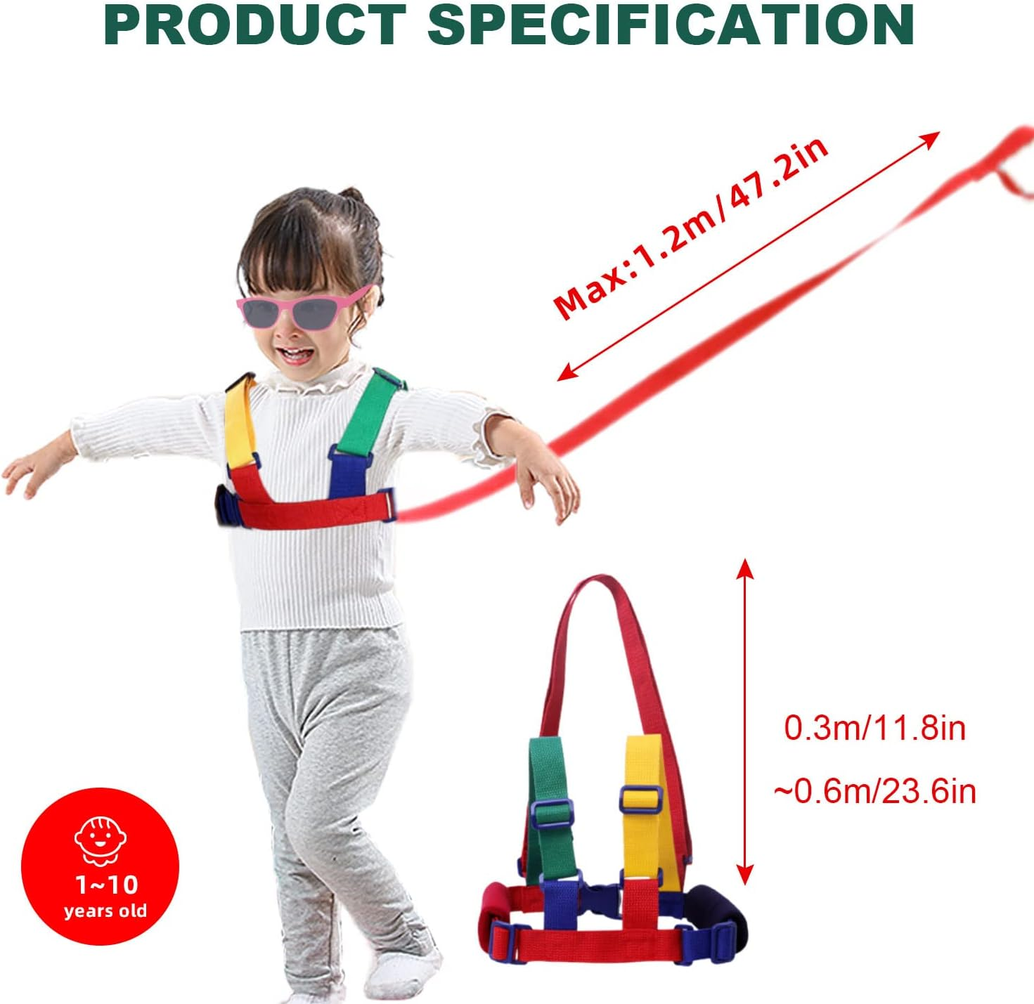 Walking Harness and Safety Leash Anti-Lost, Baby Safety Walking Harness Child Toddler Child Rope Leash Walking Hand Belt, Anti-Lost Rope for Children, Safety Wrist Link, Baby Leash image number 4