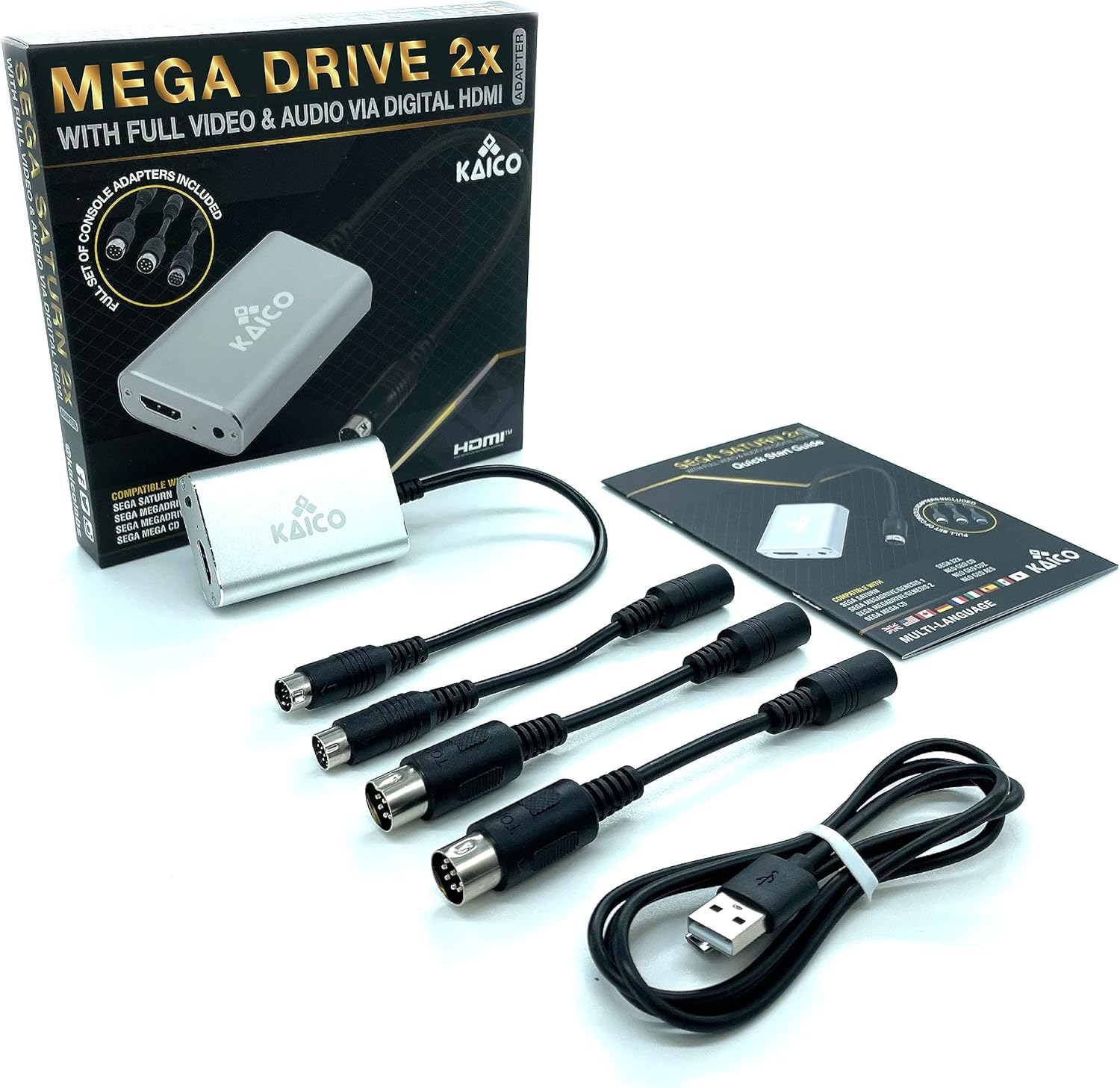 Kaico SEGA Saturn 2X Line Doubler HDMI Adapter - for Use with Sega Saturn, Megadrive, Genesis, SNK Neo Geo - Supports RGB and Composite Output - All in One Line Doubler X2 HDMI for SEGA image number 1