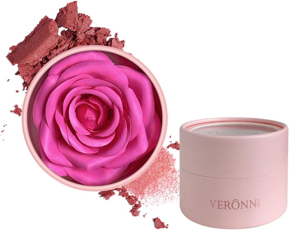 4-Color 3D Rose Petal Blush, Flower Petal Powder Blush for Cheek, Natural Finish Long-Lasting Shimmer Face Rubor Highlighter Makeup Blush for Women(#03, 0.211 OZ)