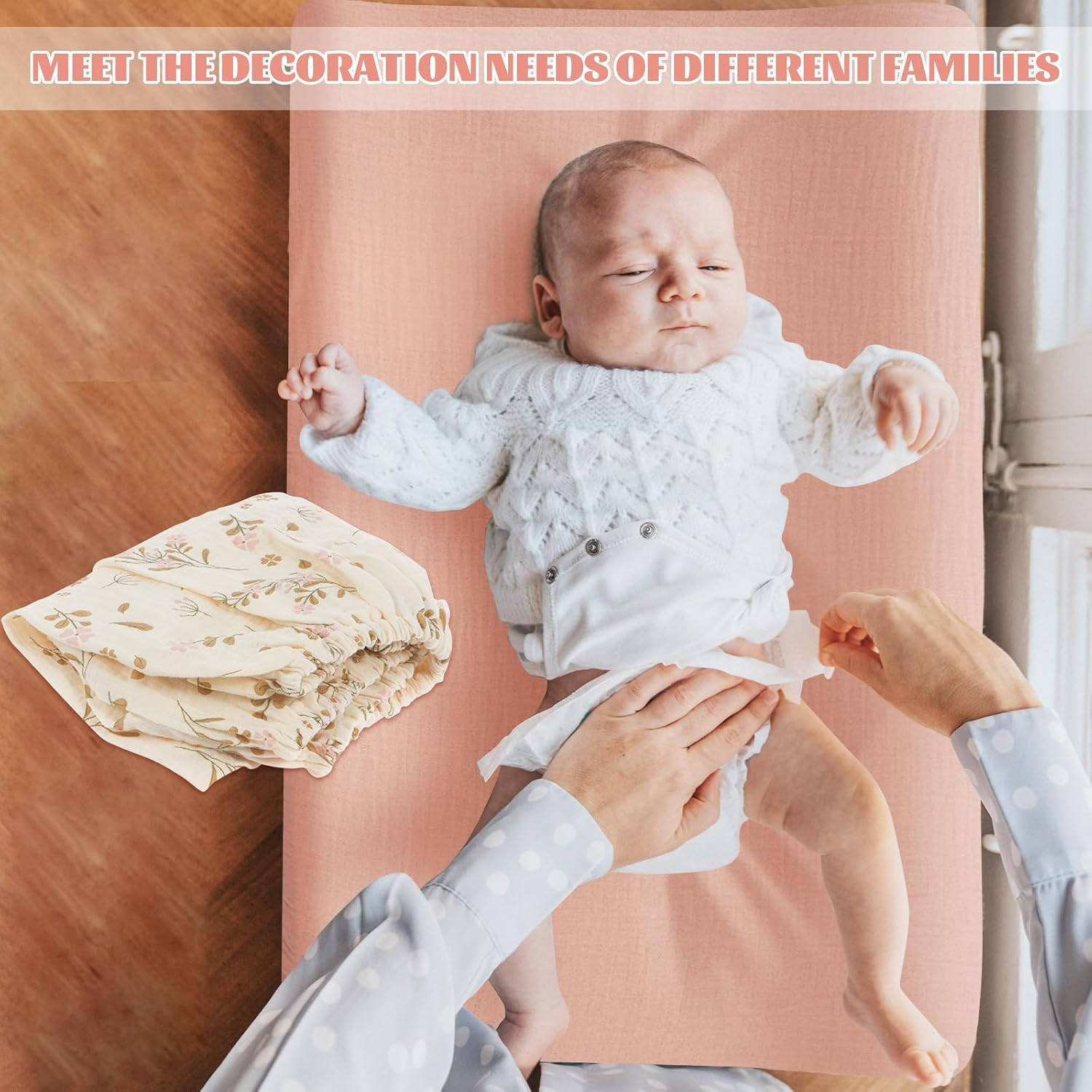 Changing Pad Cover, Baby Diaper Soft Changing Pad Sheets, Flexible Changing Table Pad Cover, Cotton Diaper Changing Pad, Comfortable Cotton Fitted Diaper for Baby Girls(Style 1) image number 5