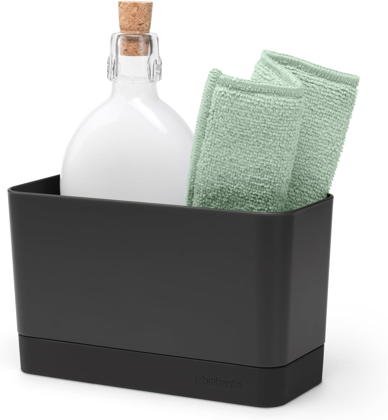 Brabantia Sink Organiser with Removable Tray, Dark Grey, 8.5 X 19 X 11.5 Cm