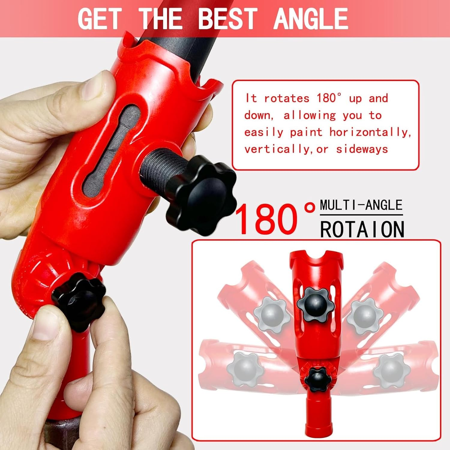 Paint Brush Extender for High Ceilings, Multi Angle Corner Painting Tool with 180 Degrees Rotatable, Adjustable Knobs image number 6