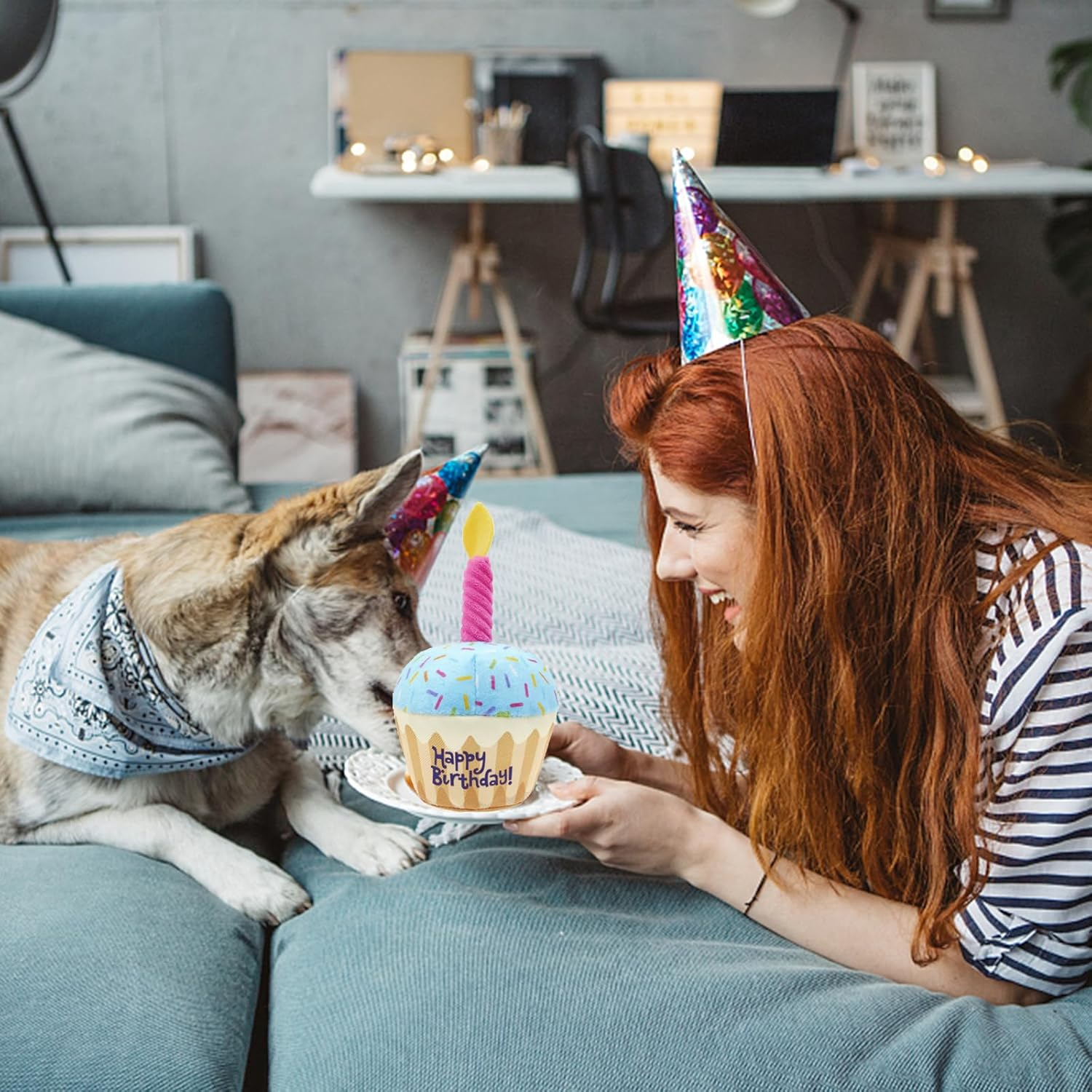 Nizirioo Plush Dog Toy, Dog Birthday Toy, Soft Plush Dog Toy, Puppy Dog Cake Toys, Dog Bone Toys, for Puppies, Small (Cake and Bones) image number 6