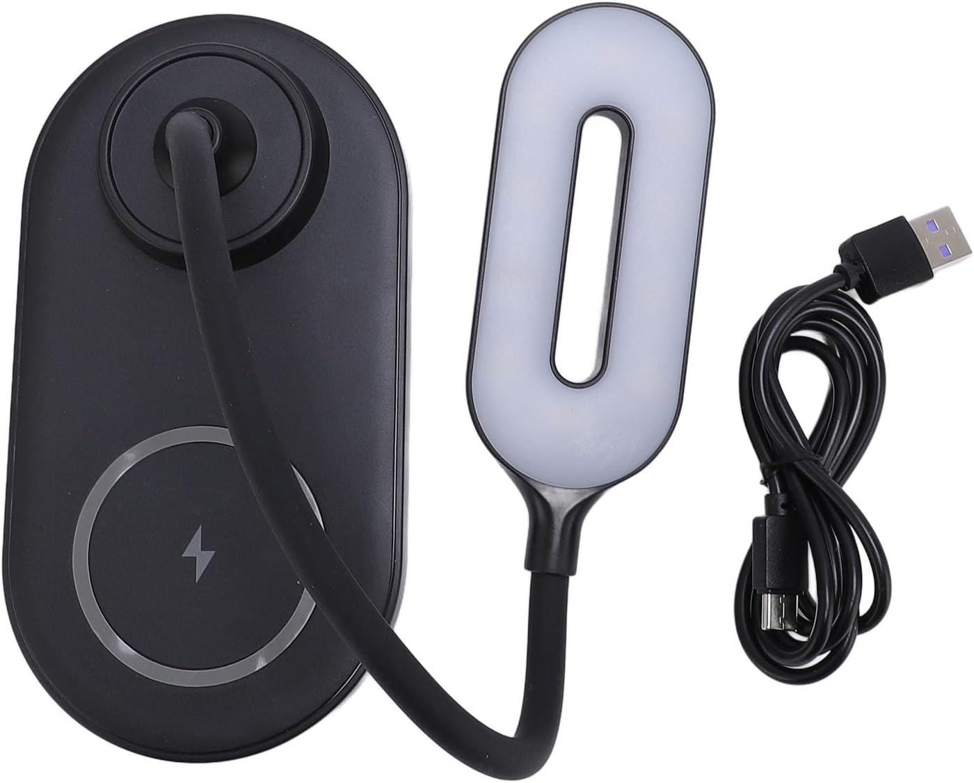 LED Desk Lamp with Wireless Charger for Home Office, Eye Caring 360 Degree Adjustable Reading Lamp with Wireless Charger, Stepless Dimmable Reading (Black)