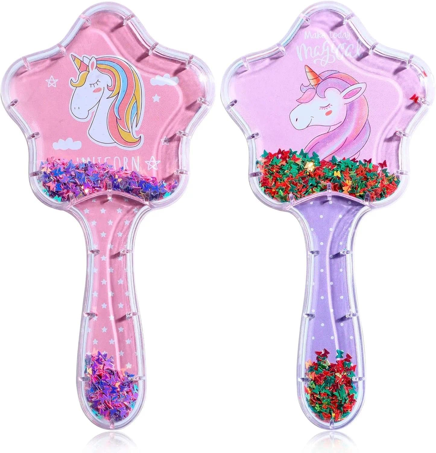 Toddler Hair Brush Set Detangling & Curly Hair Brush for Kids, ABS Material Tangle Tamer, Travel Hair Brush Compatible with Straight, Curly, Wet & Dry Hair &ndash; Pink & Purple &ndash; 2 Pack - Unron image number 2