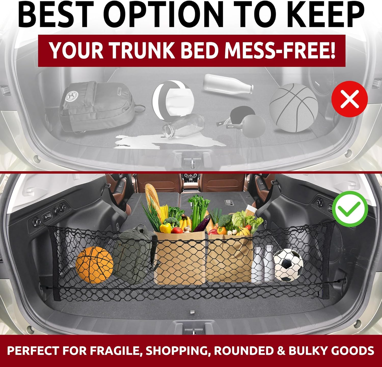 Envelope Style Automotive Elastic Trunk Mesh Cargo Net for Subaru Forester (SK) 2019-2023 - Premium Trunk Organizer and Storage - Luggage Net for SUV - Best Car Organizer for Subaru Forester image number 4