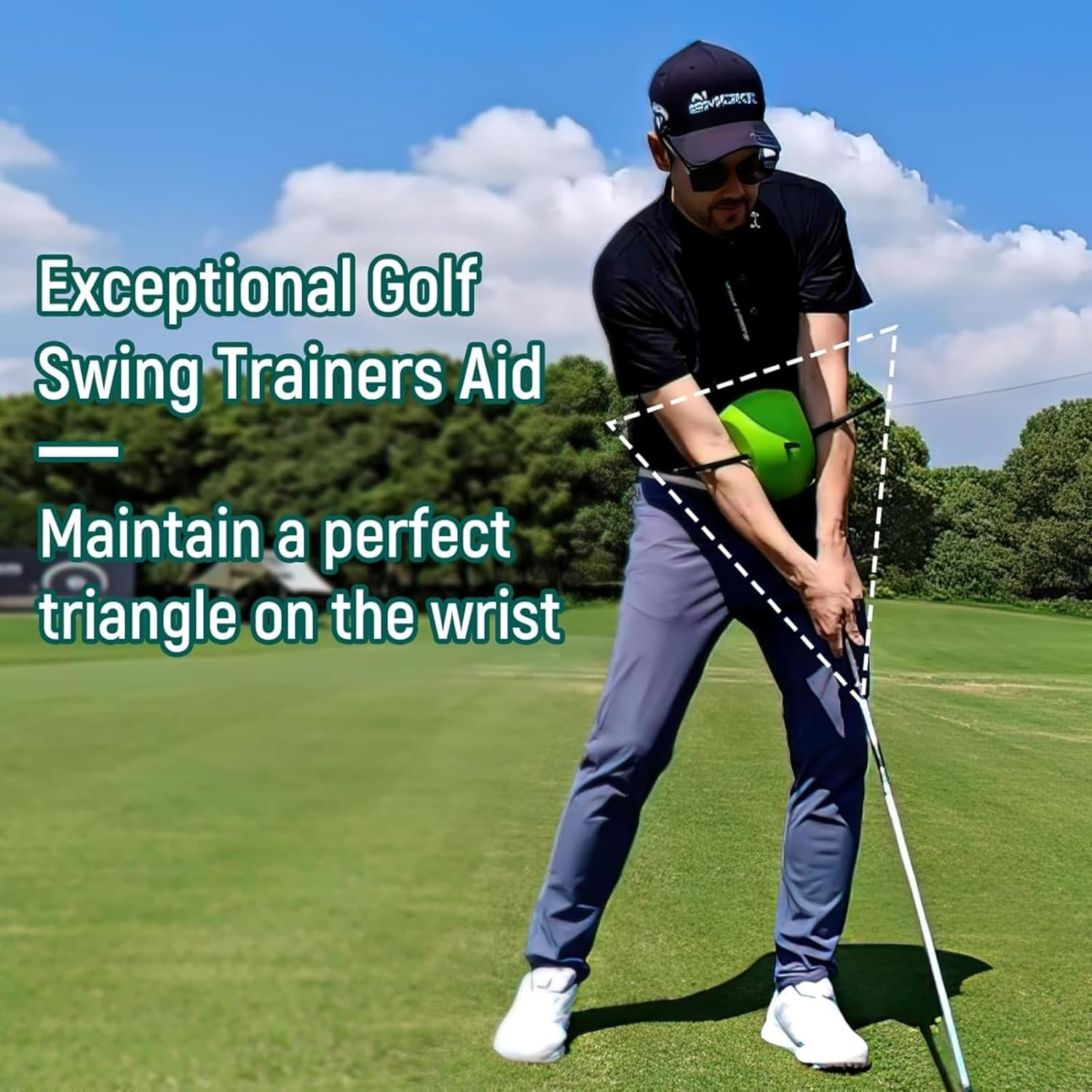 Golf Swing Training Aid - Golf Training Ball - Unique Alignment Rod Head - Helps Train Proper Swing Mechanics, Arm Structure, Sure Set, and Alignment image number 2