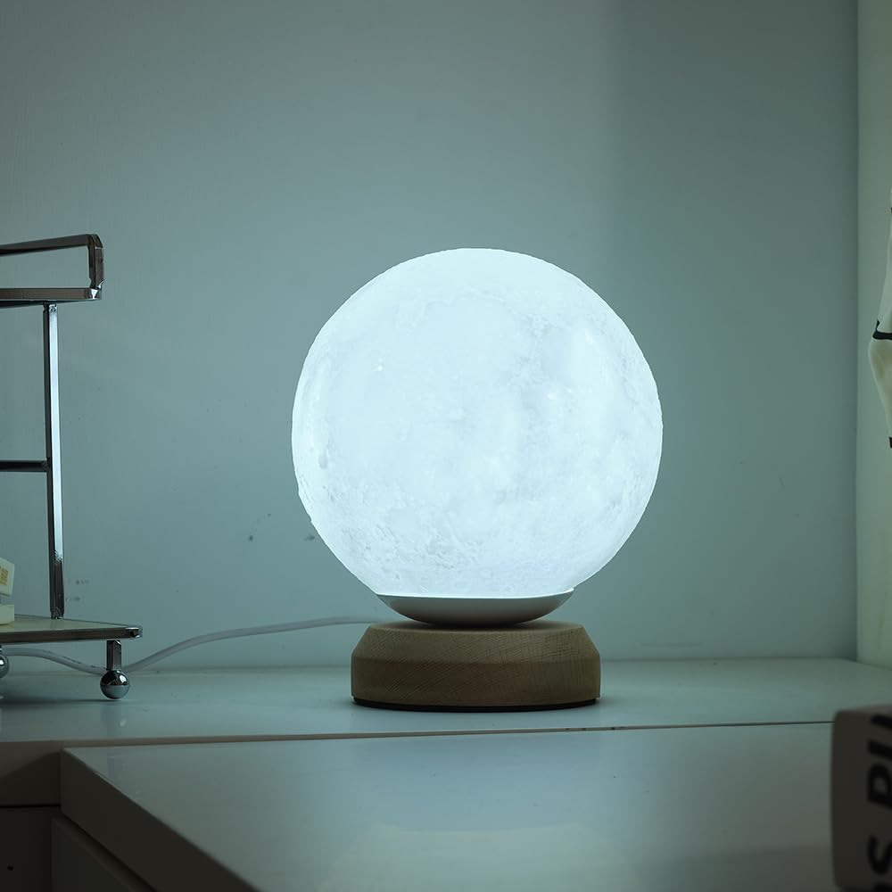 Moon Lamp, 3-Color Temperature Lamp,Bedroom Bedside Night Lights, Dimmable Led Lighting, Table Lamps for Living Room Officecreative Home Decor,Valentines Unique House Warmging Gift image number 4
