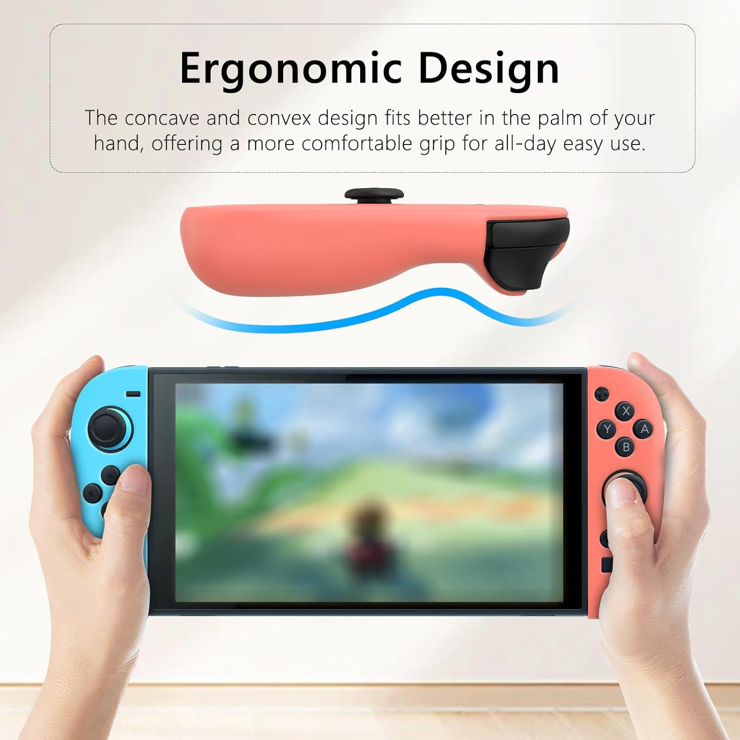 Case for Nintendo Switch 2 Controller and Console Silicone Protective Handle Case, Soft Touch Comfort (Blue) - Blue+Red image number 1