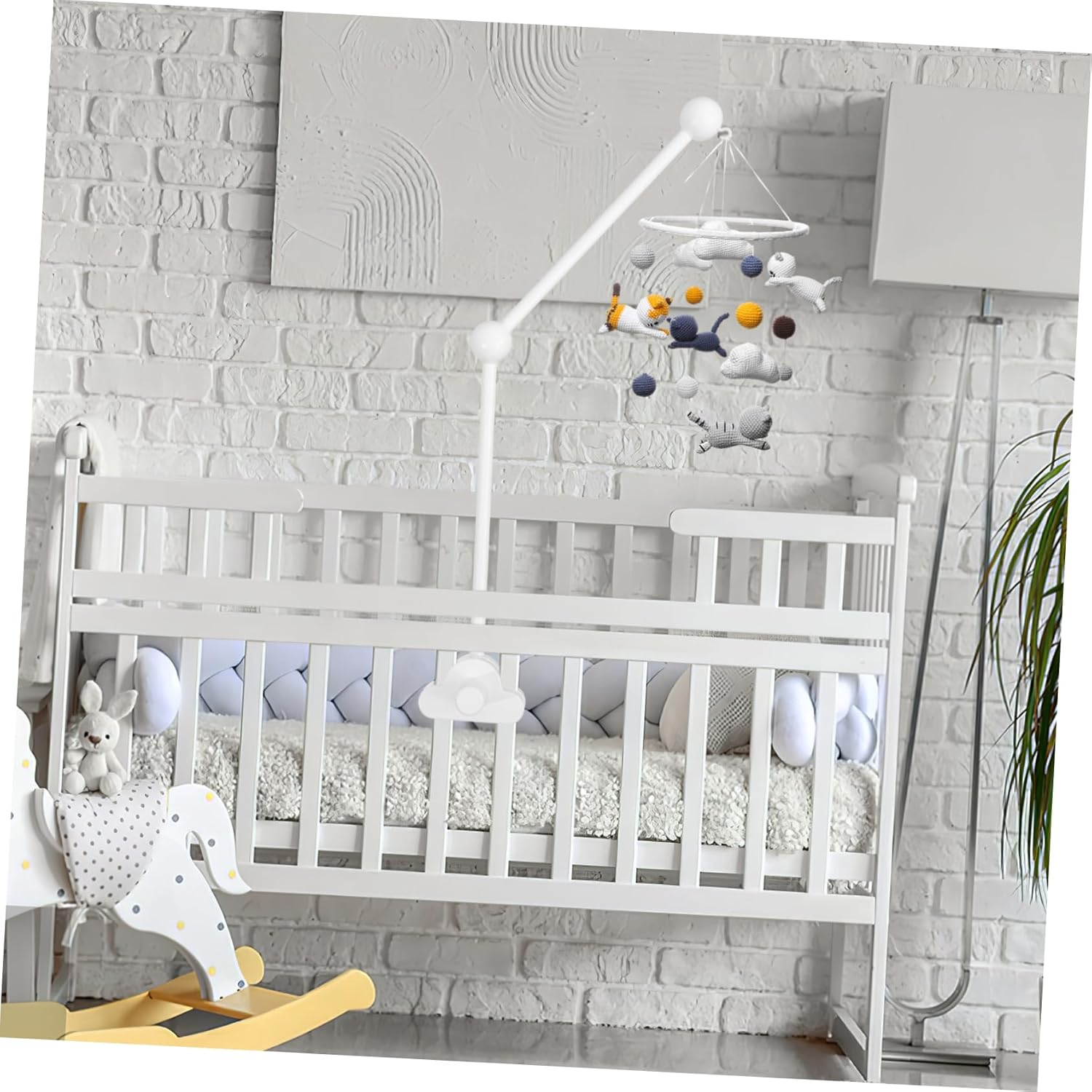Bed Bell Bracket Musical Mobile Arm for Crib Sturdy Wooden Stand Cloud Base Easy Assembly image number 2